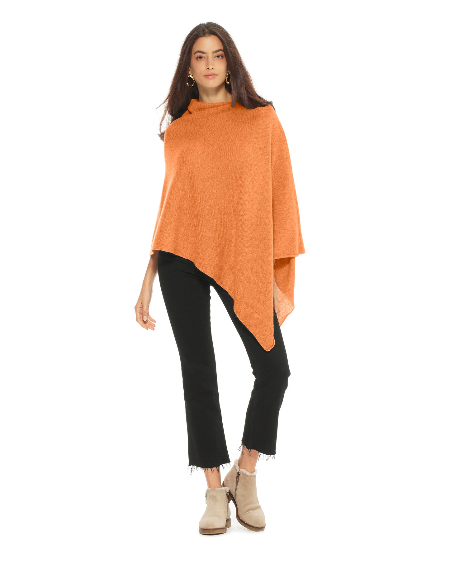 Women's Essential Pure Cashmere Poncho Orange