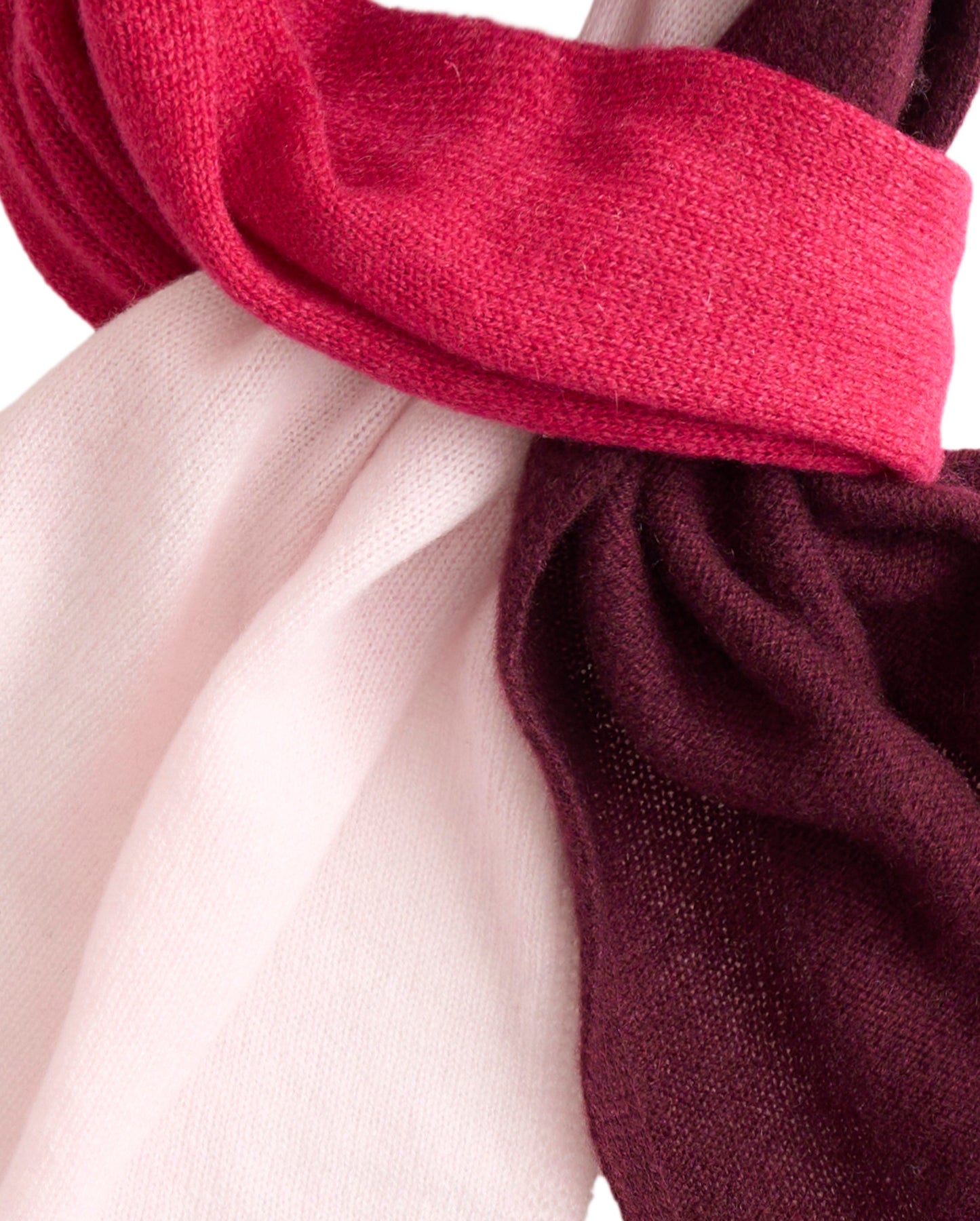 Pure Cashmere Butter-Soft Wide Scarf Tricolor in Blush, Rose and Bordeaux