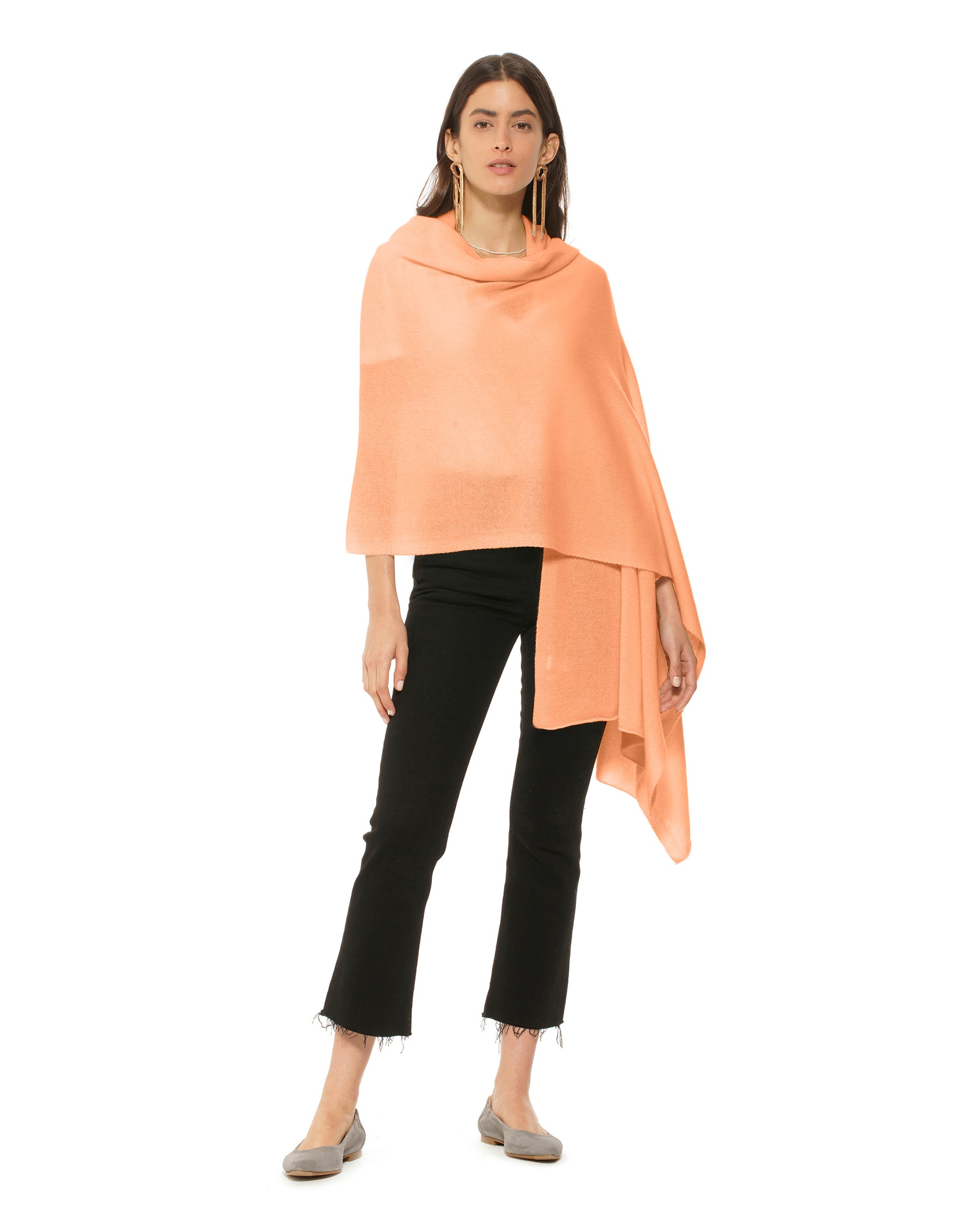 Monticelli Pure Cashmere Wrap Made In Italy Orange 2