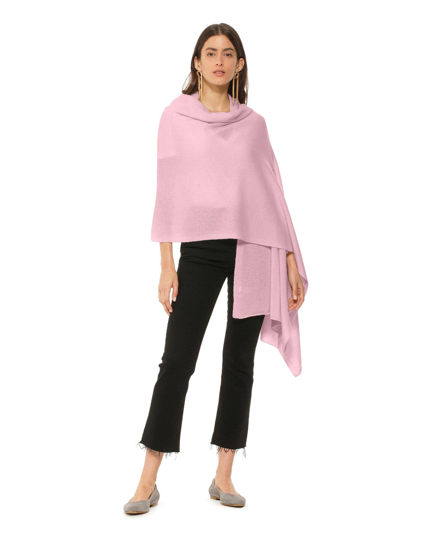 Women's Pure Cashmere Maxi Wrap Baby Pink