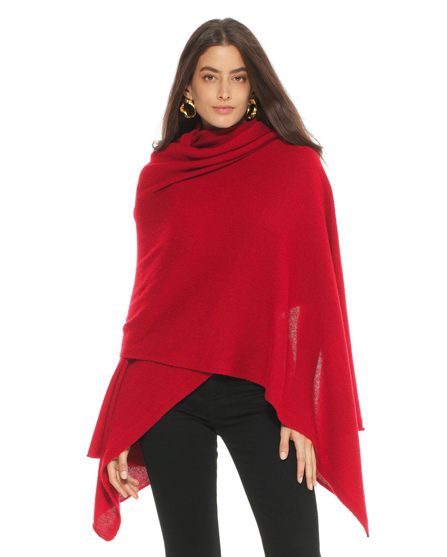 Monticelli Women's Pure Cashmere Wrap Red Made In Italy 1