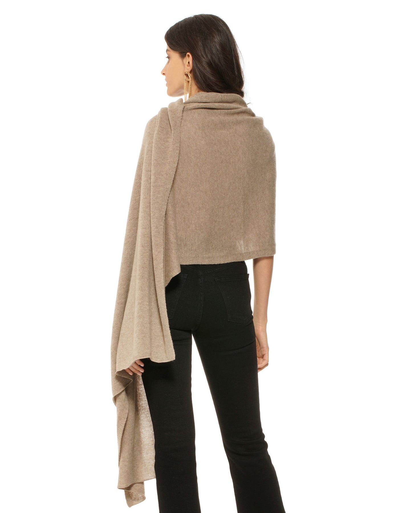 Women's Pure Cashmere Maxi Wrap Beige Made In Italy 5