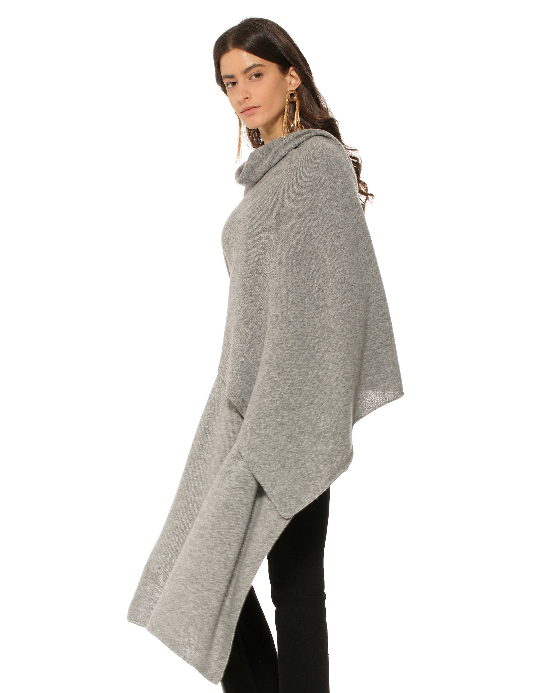 Women's Pure Cashmere Maxi Wrap Medium Grey Made In Italy 3