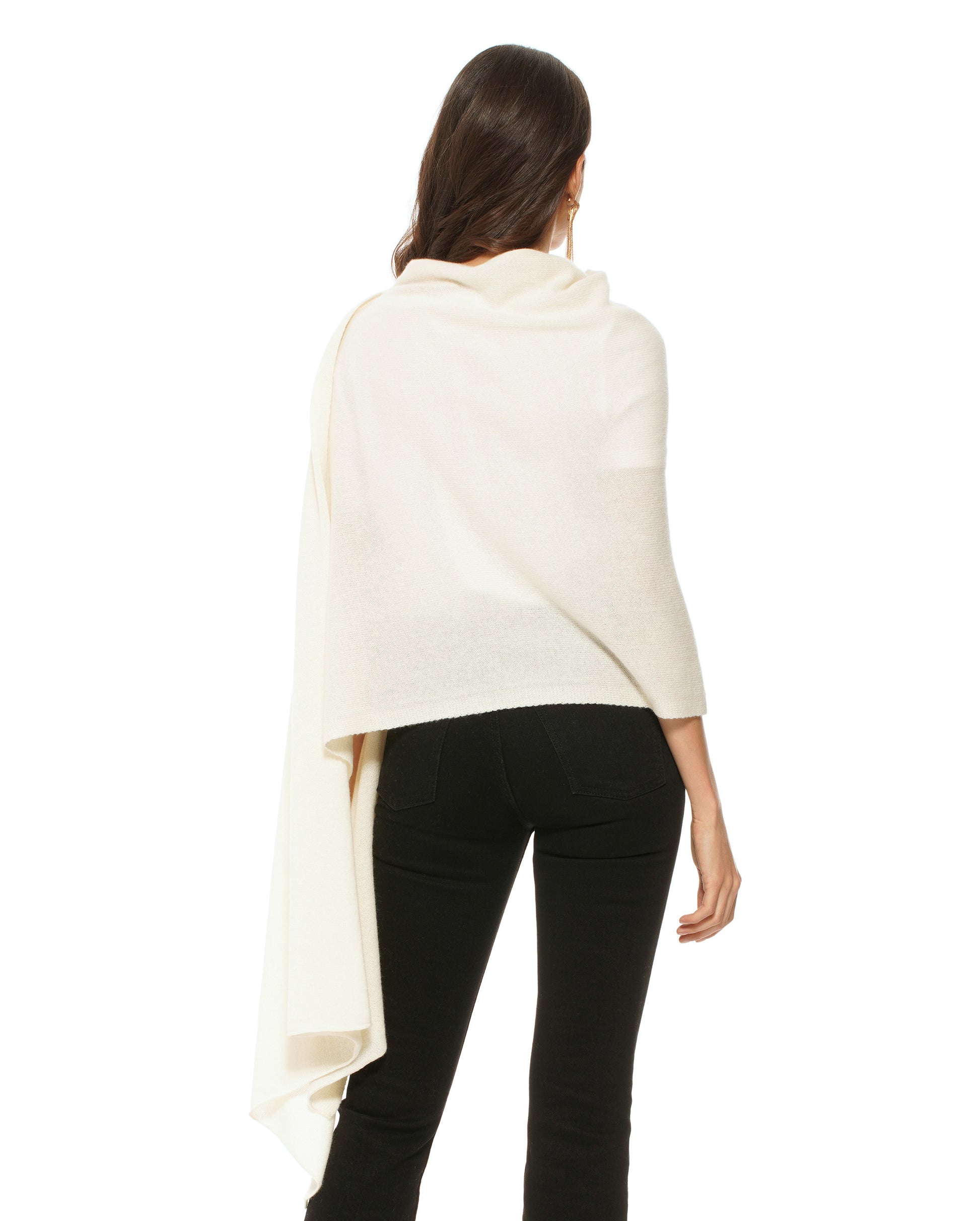 Women's Pure Cashmere Maxi Wrap Milk White Made In Italy 5