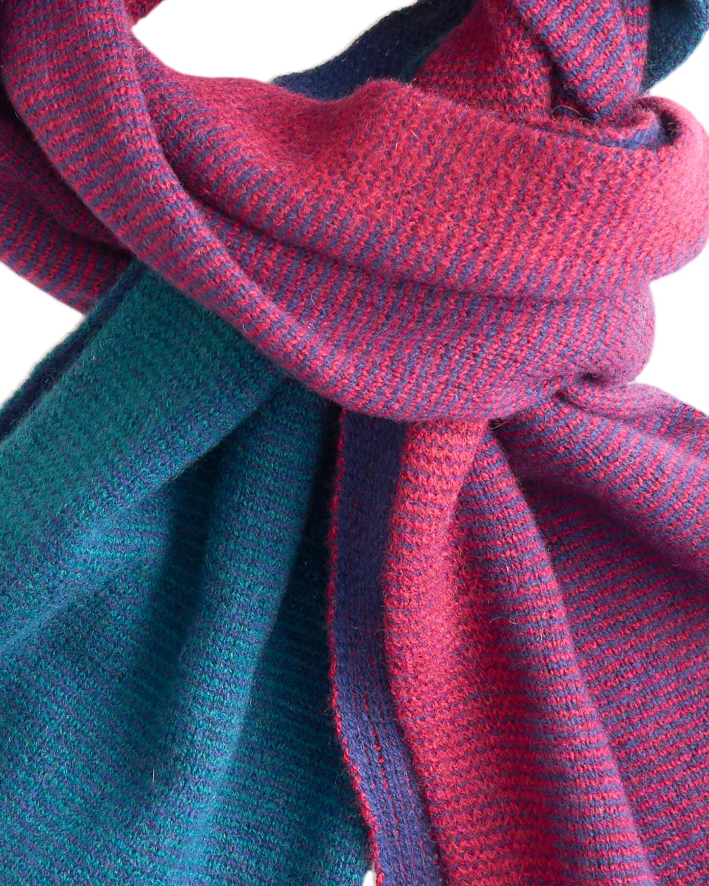 Cashmere Merino Ultra-Soft Marled Knit Scarf In Teal and Raspberry