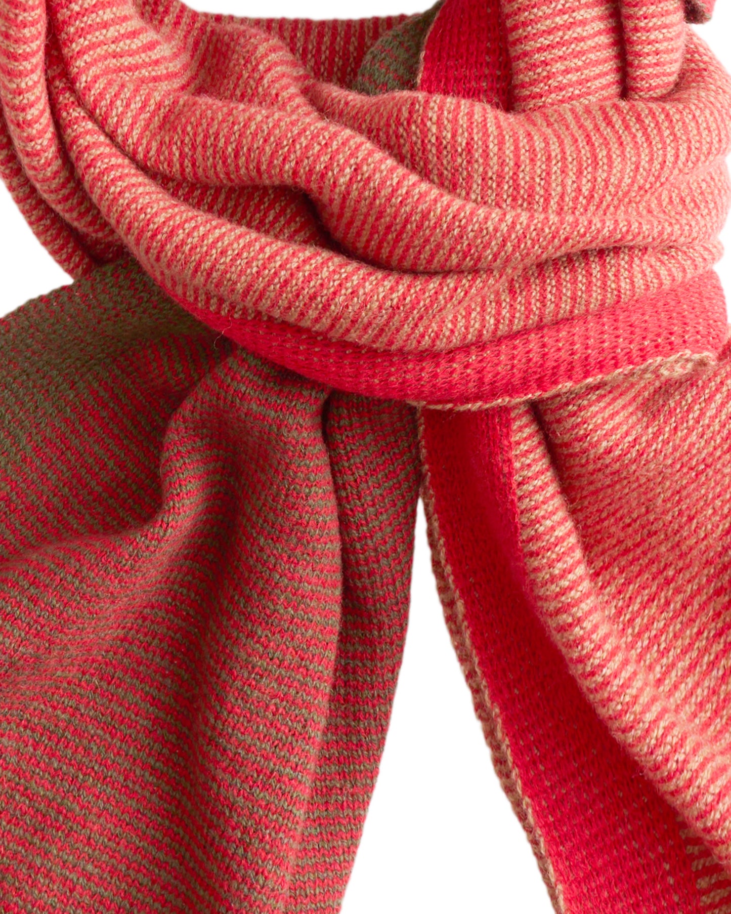 Cashmere Merino Ultra-Soft Marled Knit Scarf In Coral and Terracotta