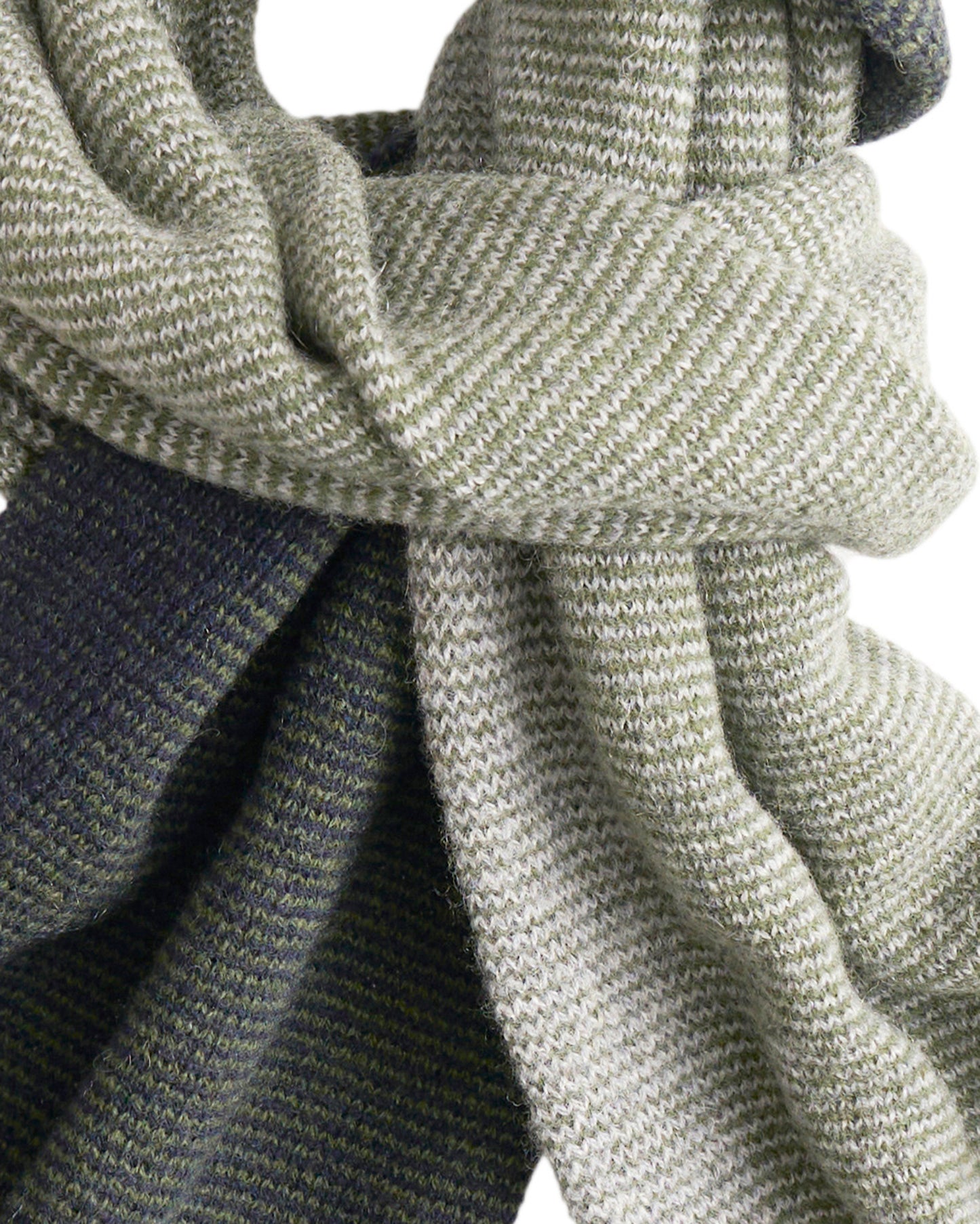 Cashmere Merino Ultra-Soft Marled Knit Scarf In Olive and Charcoal