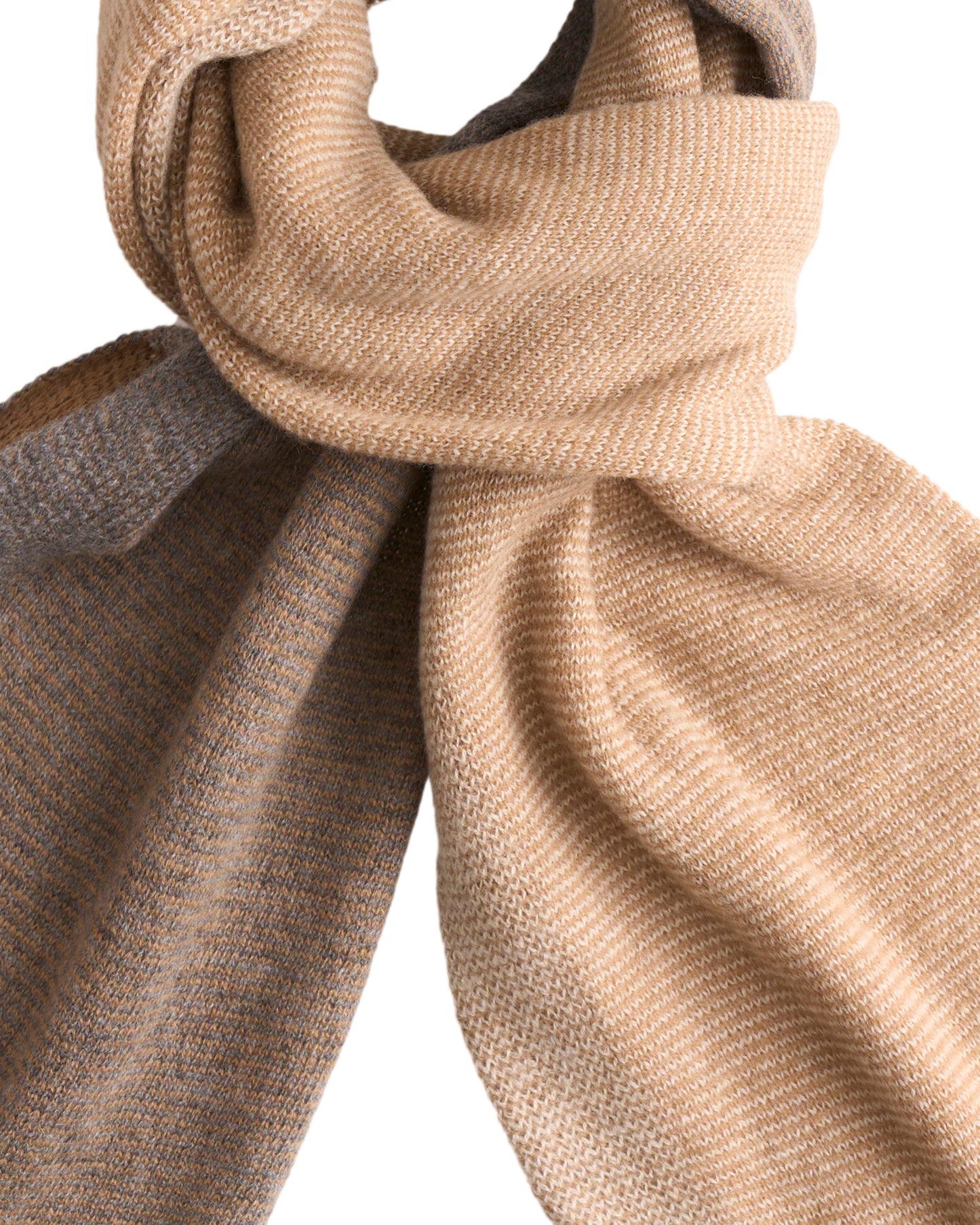 Cashmere Merino Ultra-Soft Marled Knit Scarf In Camel and Taupe