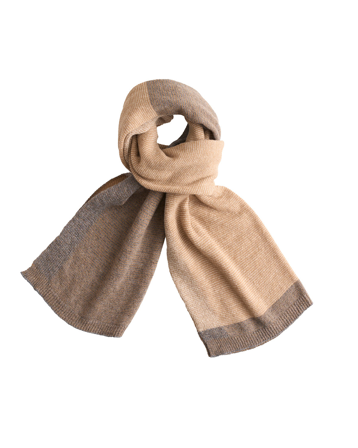 Cashmere Merino Ultra-Soft Marled Knit Scarf In Camel and Taupe