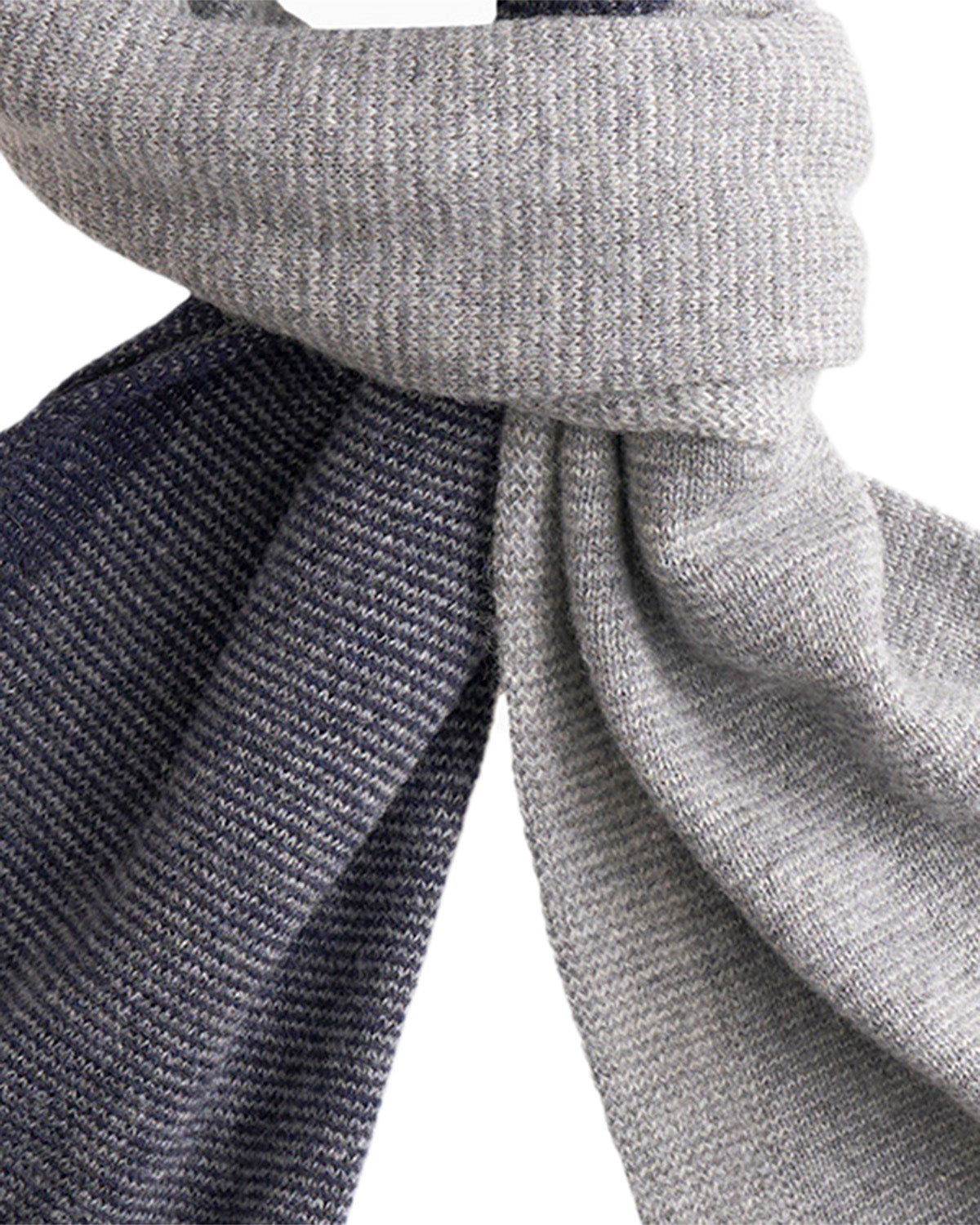 Cashmere Merino Ultra-Soft Marled Knit Scarf In Navy and Light Gray