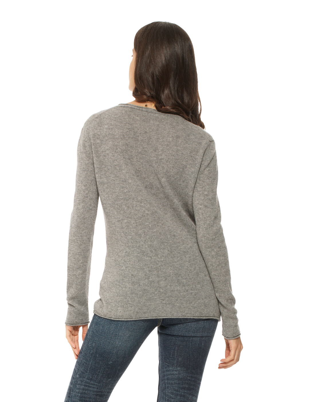 Monticelli Women's Ultra-Light Cashmere V-Neck Sweater Medium Grey 4