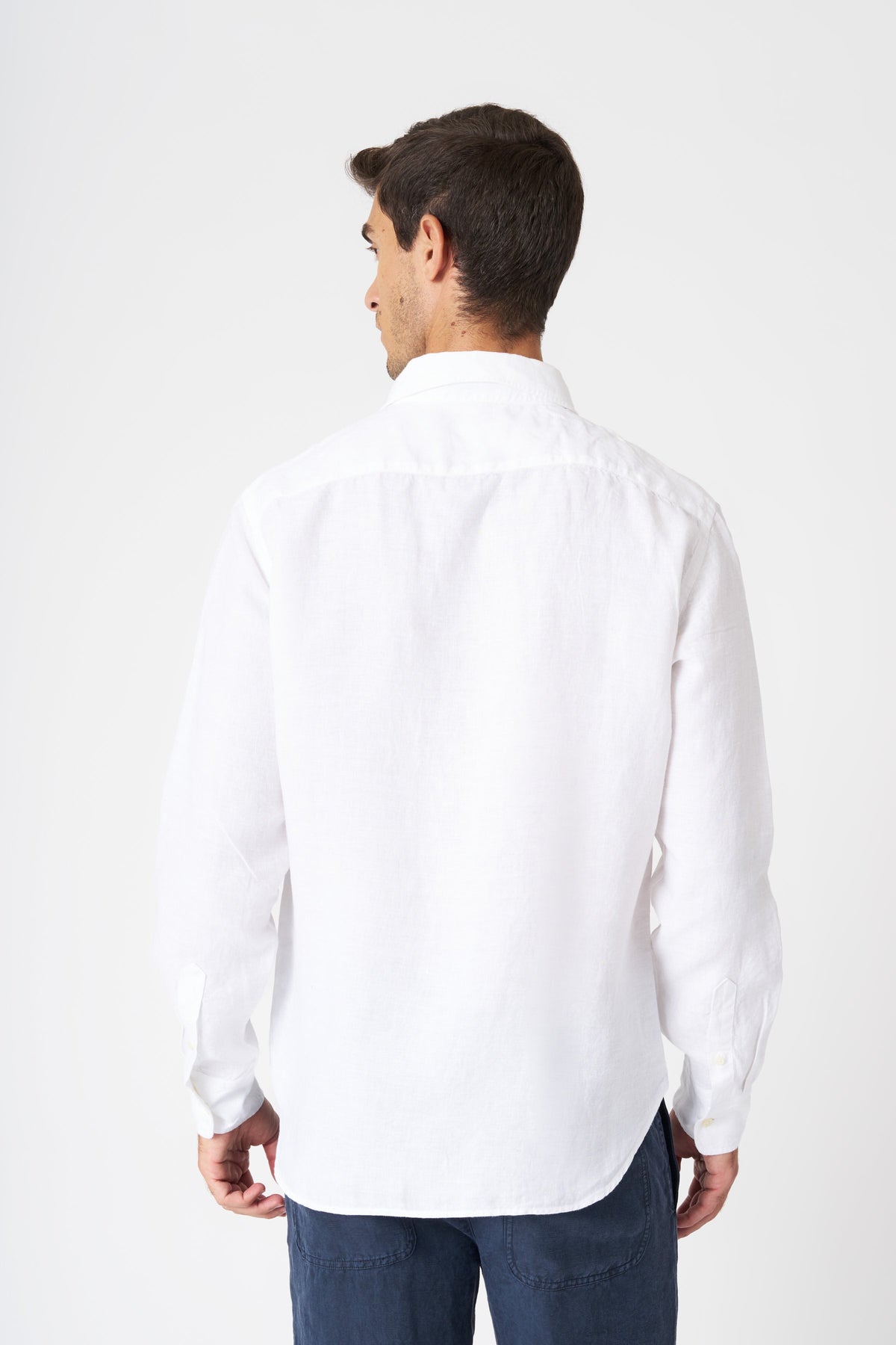 Men's Slim Fit Linen Shirt – White, view 4