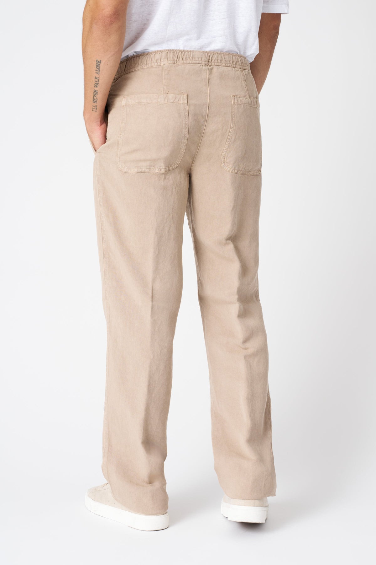Men's Linen-Lyocell Drawstring Pants with Pockets – Dune, view 4