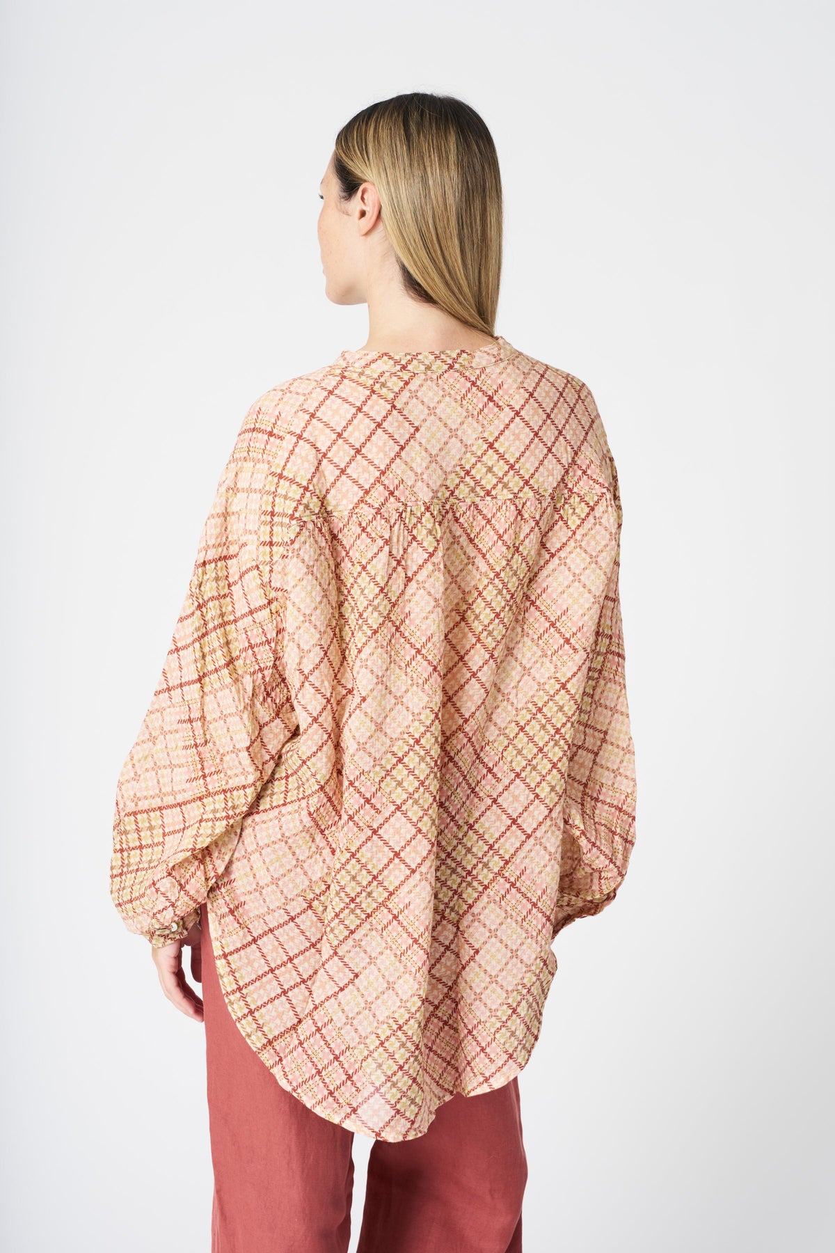 Women's Cotton Geometric Pink Blouse – Pink Print, view 4