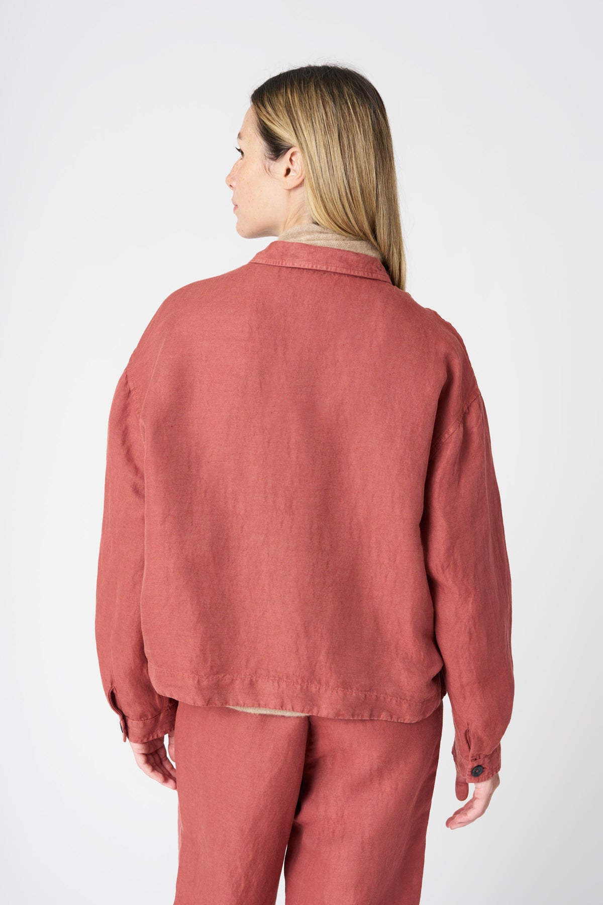 Women's Linen Relaxed Jacket – Burned, view 4