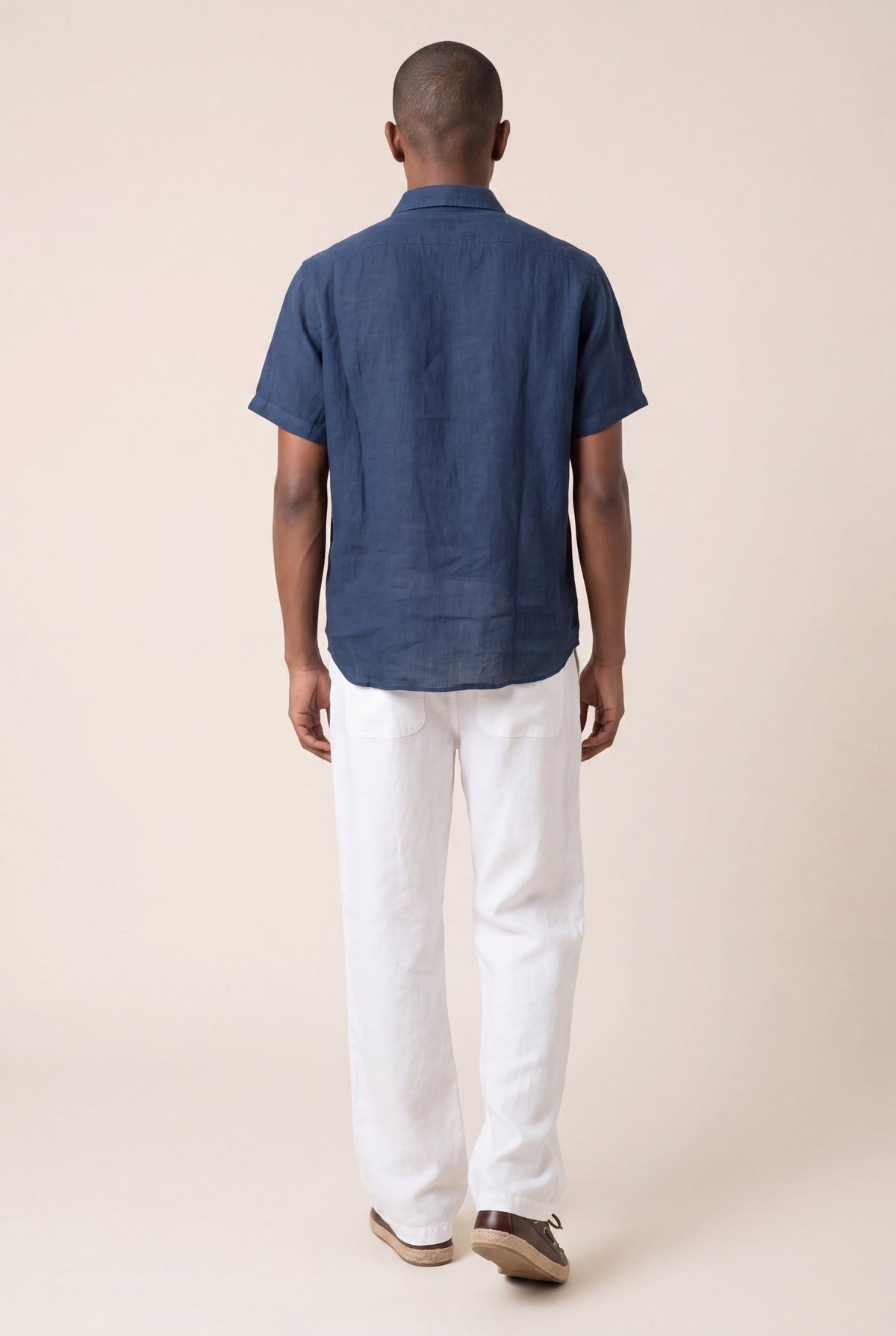 Men's Contemporary Fit Linen Shirt – Navy Fade, view 4
