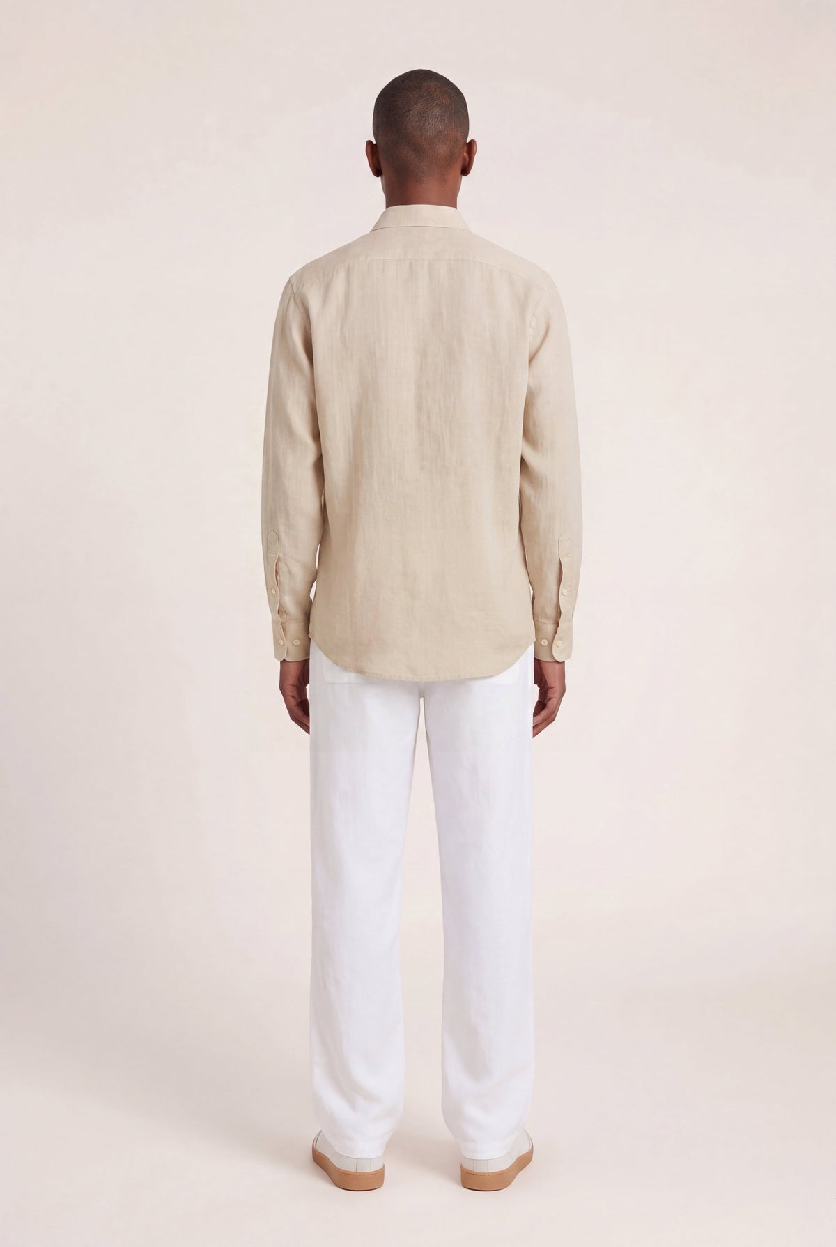 Men's Long-Sleeve Linen Shirt with Dual Pockets – Safari Soft Fade, view 4