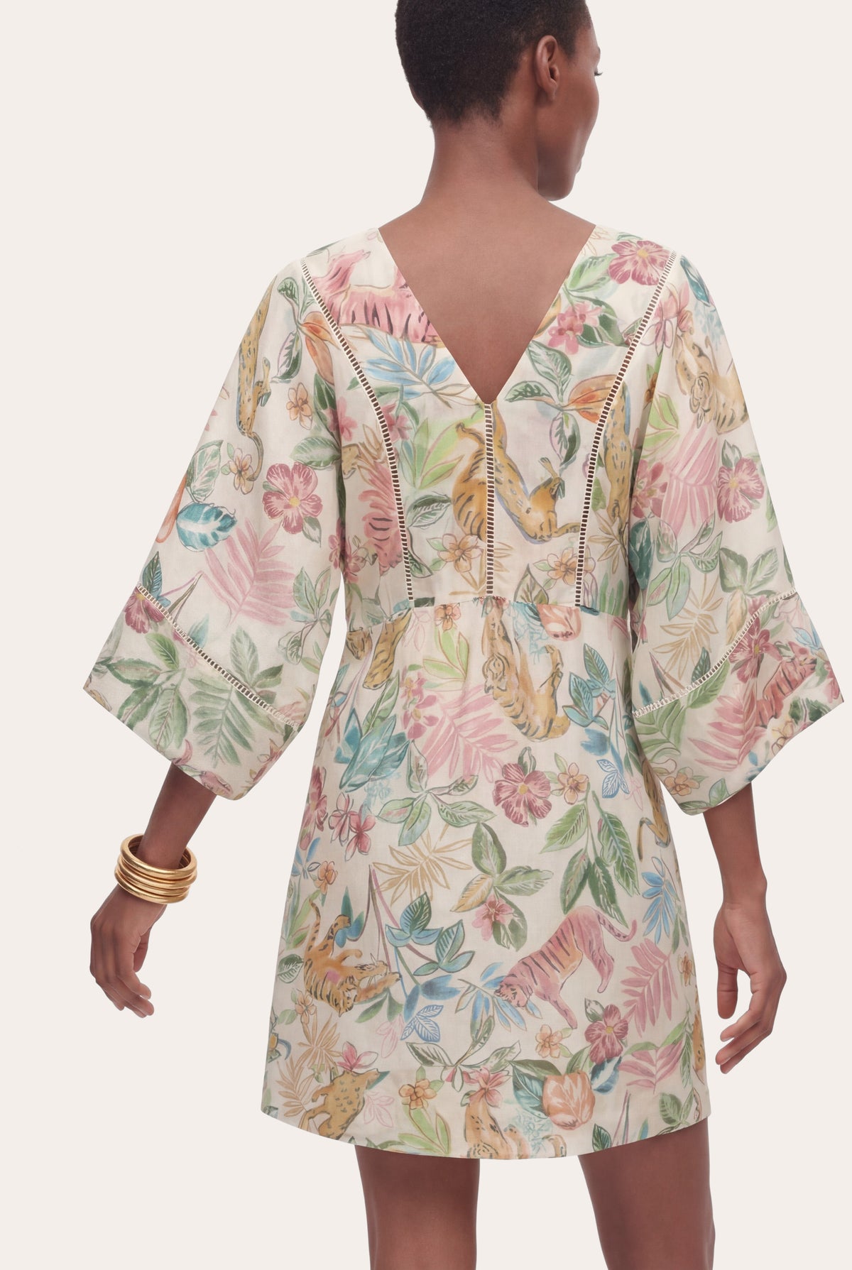Women's Tropical Kimono Mini Dress – Print, view 5
