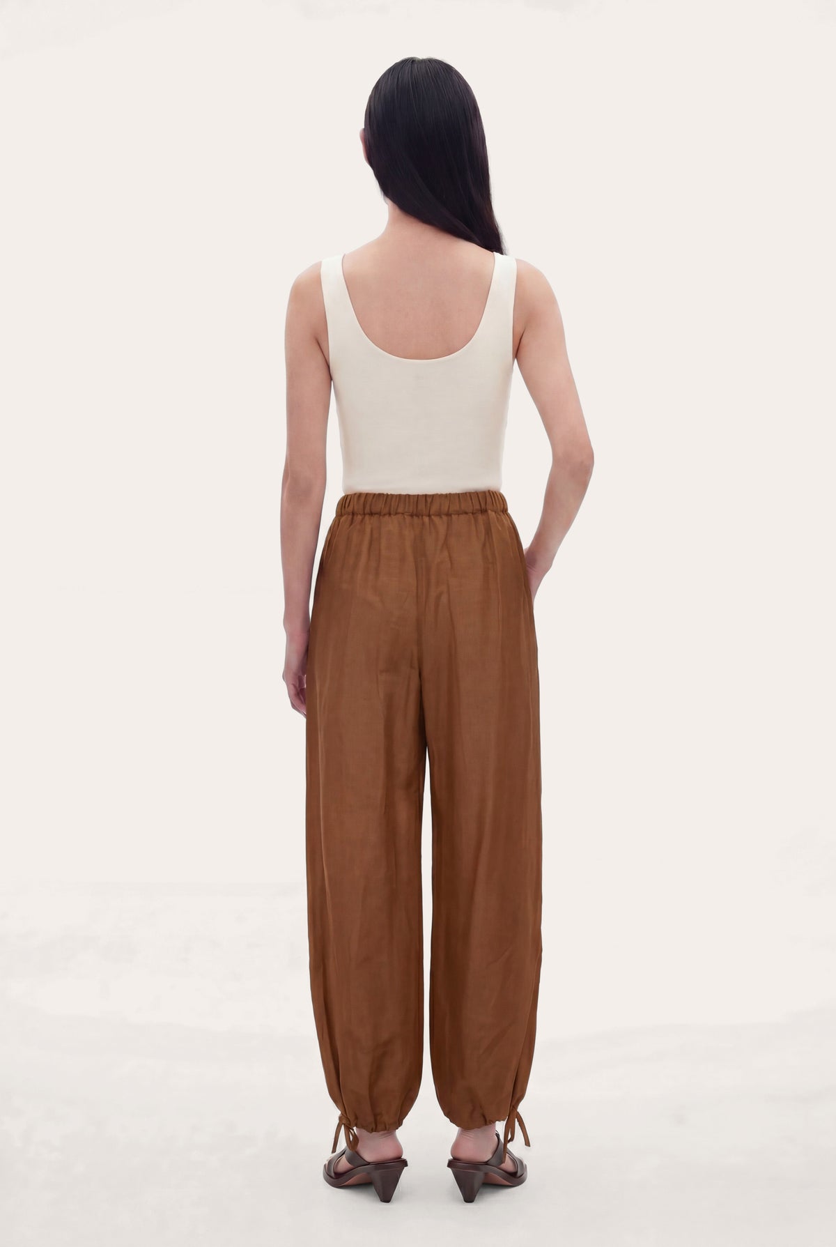 Women's Linen-Cotton Drawstring Ankle-Tie Pants – Terra, view 5