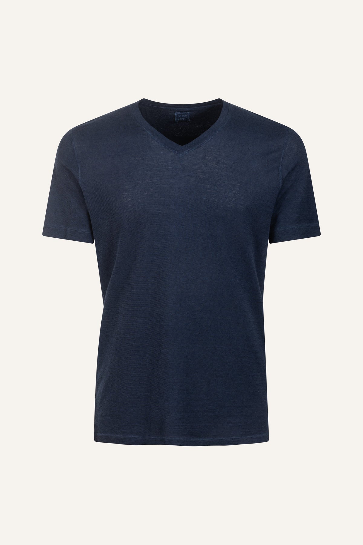 Men's Linen Slim Fit V-Neck T-Shirt – Navy Fade, view 5