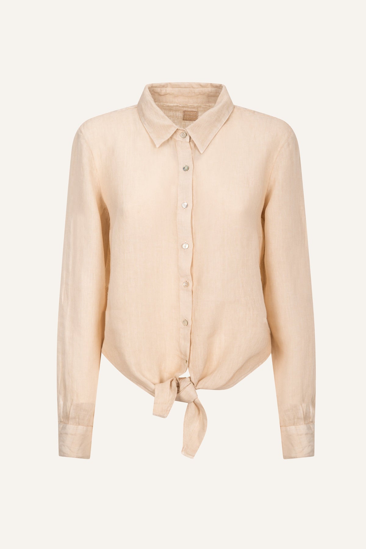 Women's Front-Tie Linen Shirt – Safari Soft Fade, view 6