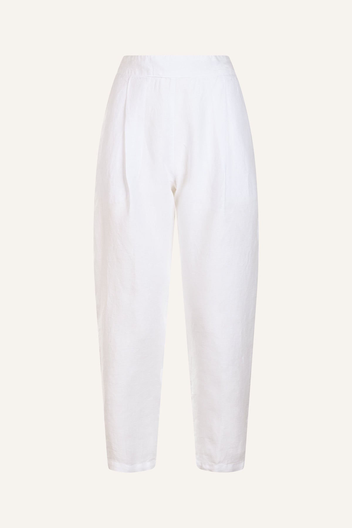 Women's Linen Pleated Pants – White, view 4