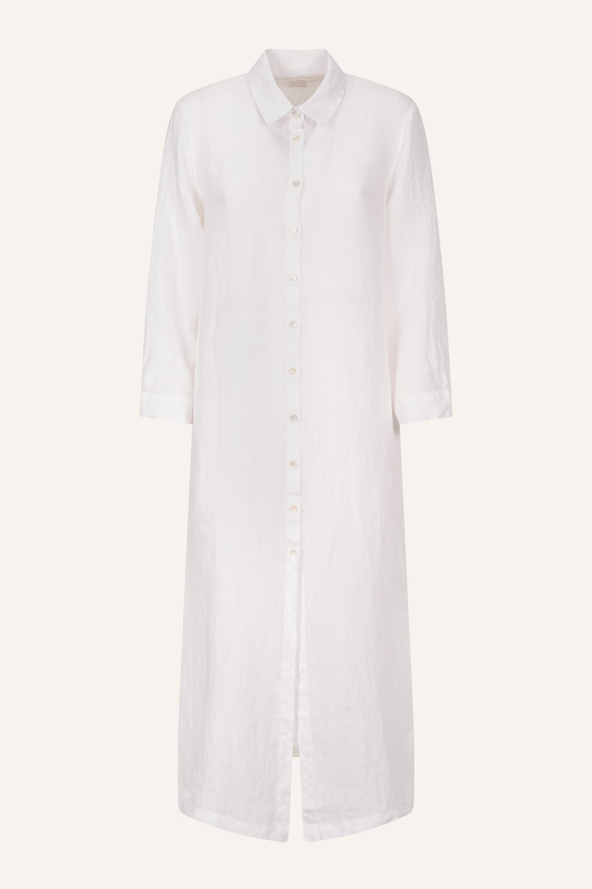 Women's Linen Shirt Dress – White, view 5