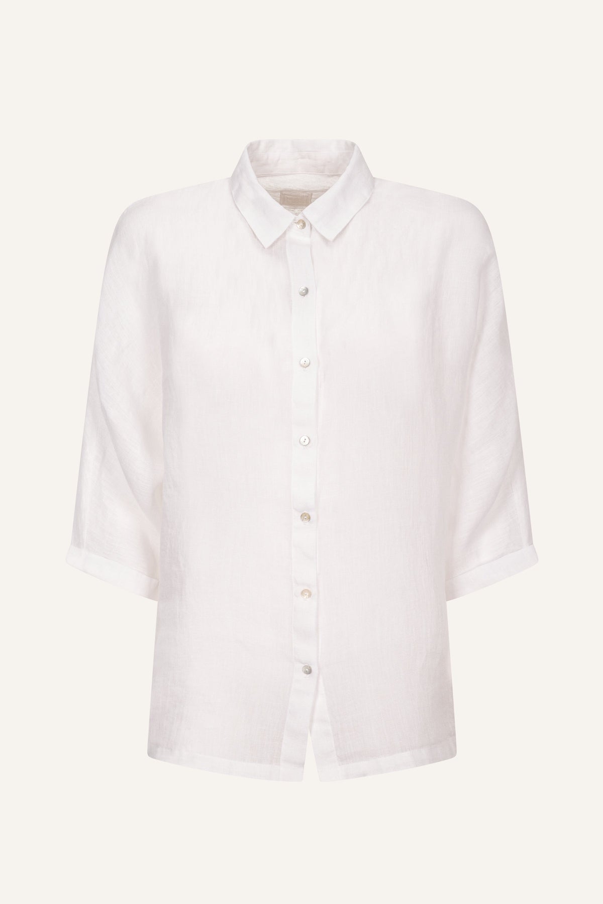 Women's Linen Oversized Shirt with Wide Sleeves – White, view 8