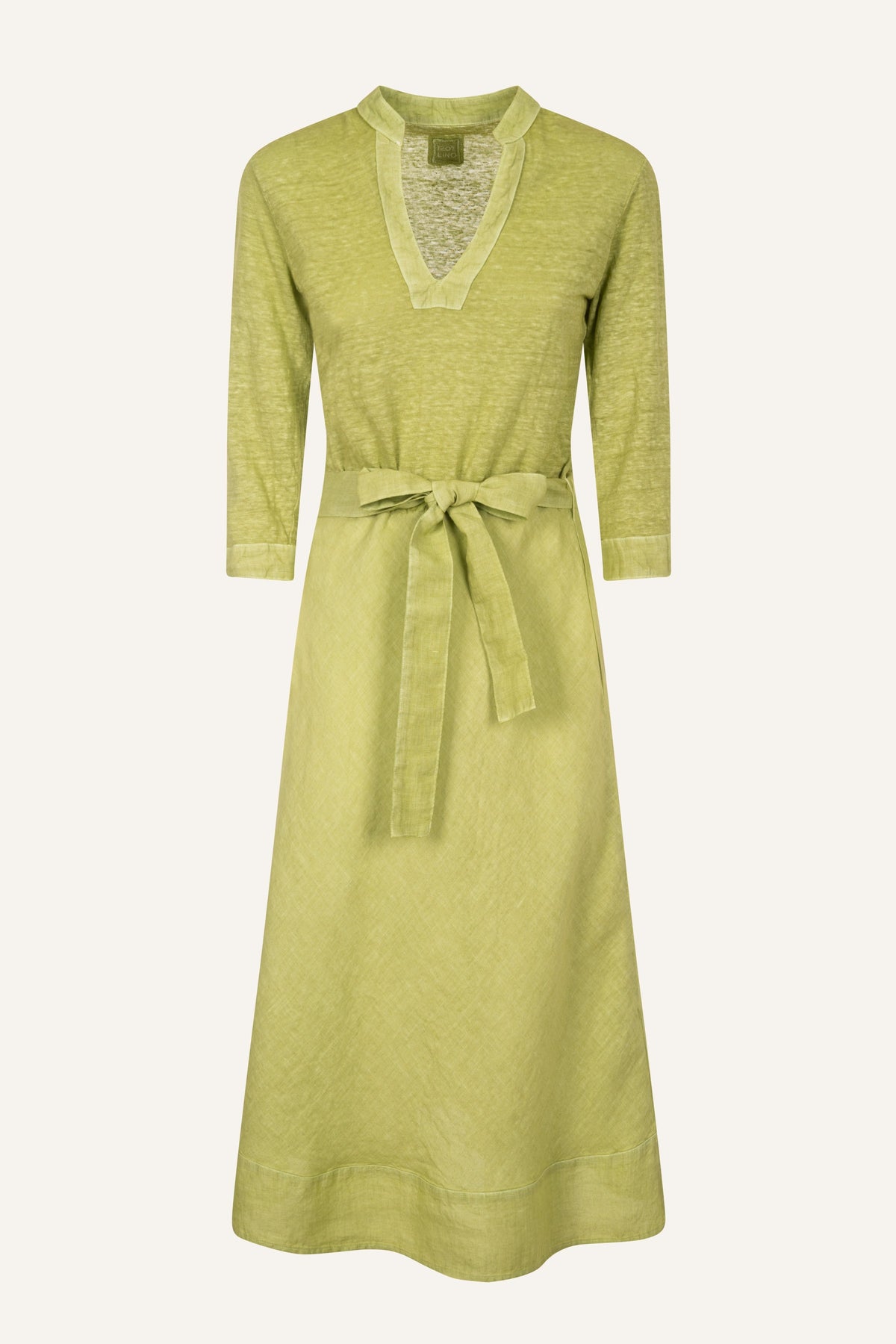 Women's Linen Jersey Midi Dress with Tie Waist – Apple Soft, view 7