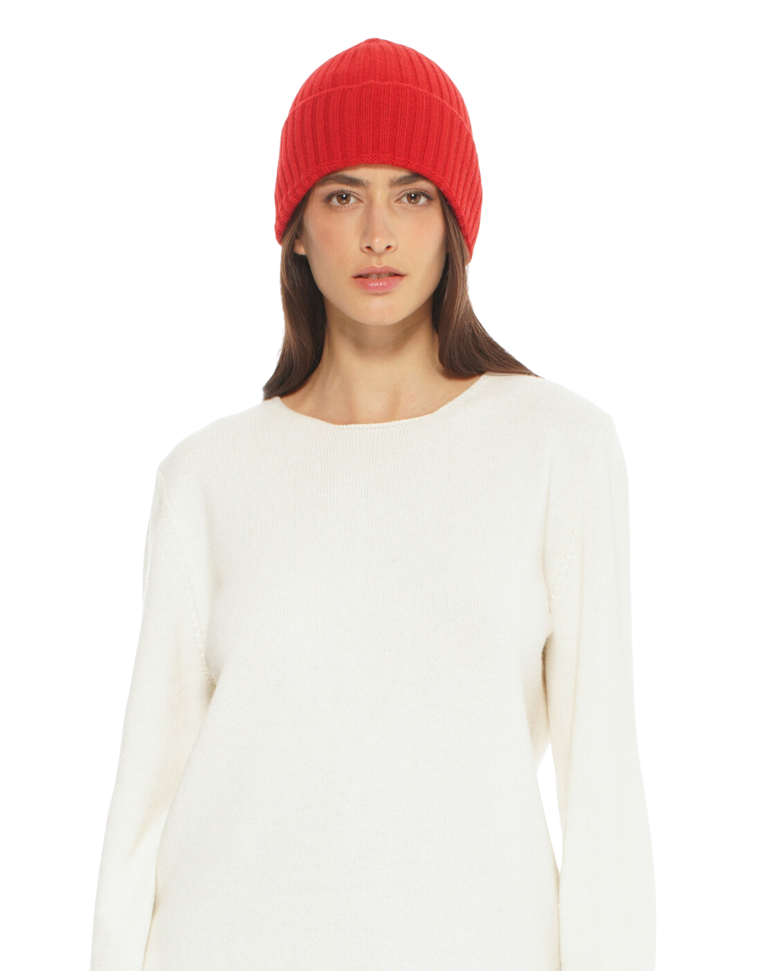 Monticelli Pure Cashmere Ribbed Hat Red Made In Italy