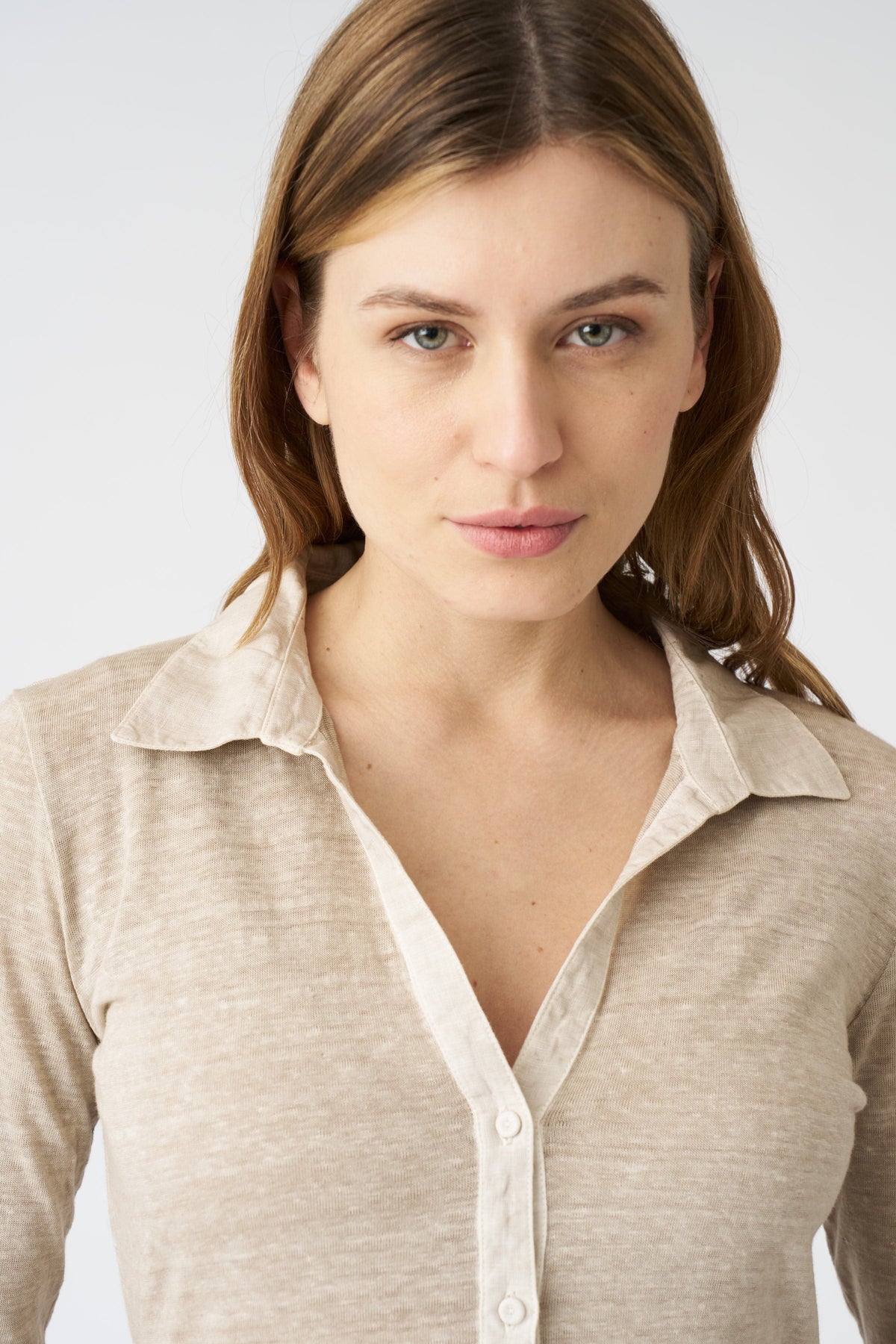 Women's 'Kat' Linen Shirt Dress – Beige Soft Fade, view 4