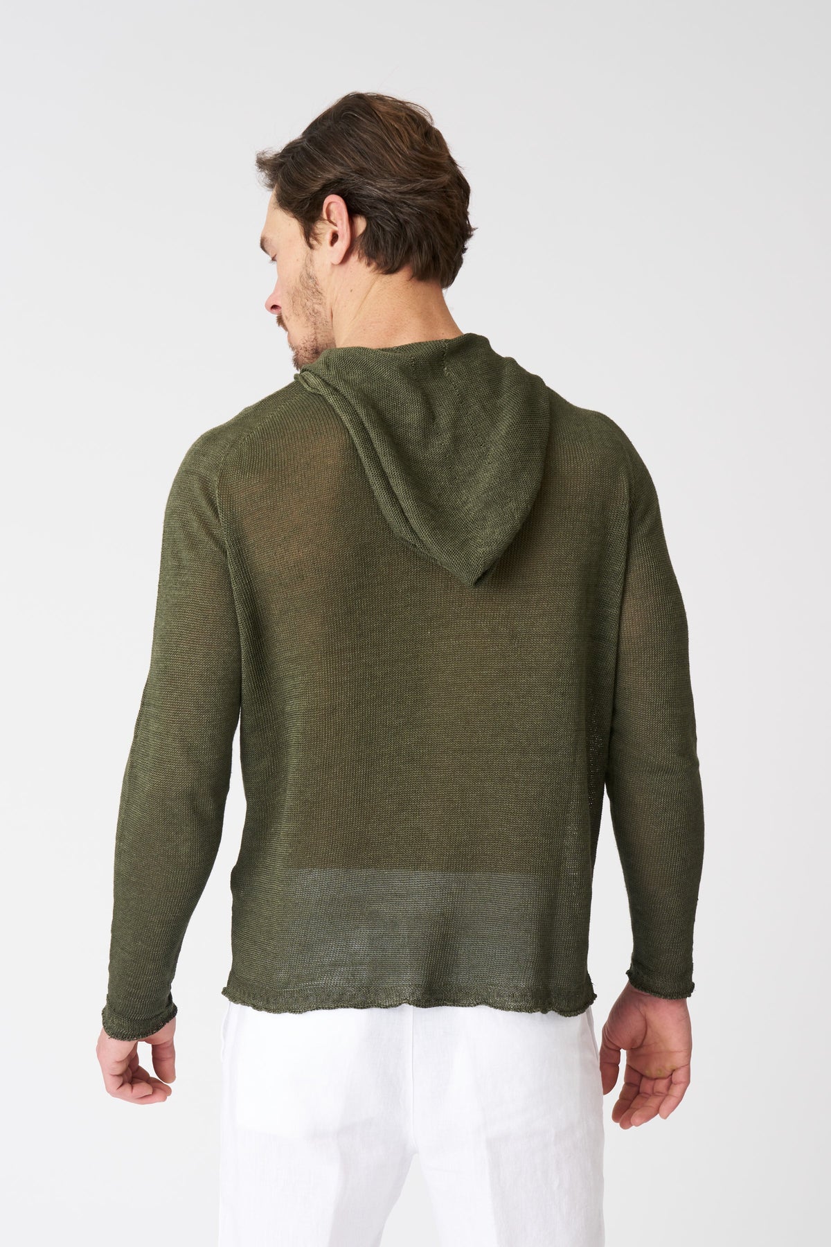 Men's Linen Hooded Sweater – Caffe Soft Fade, view 4