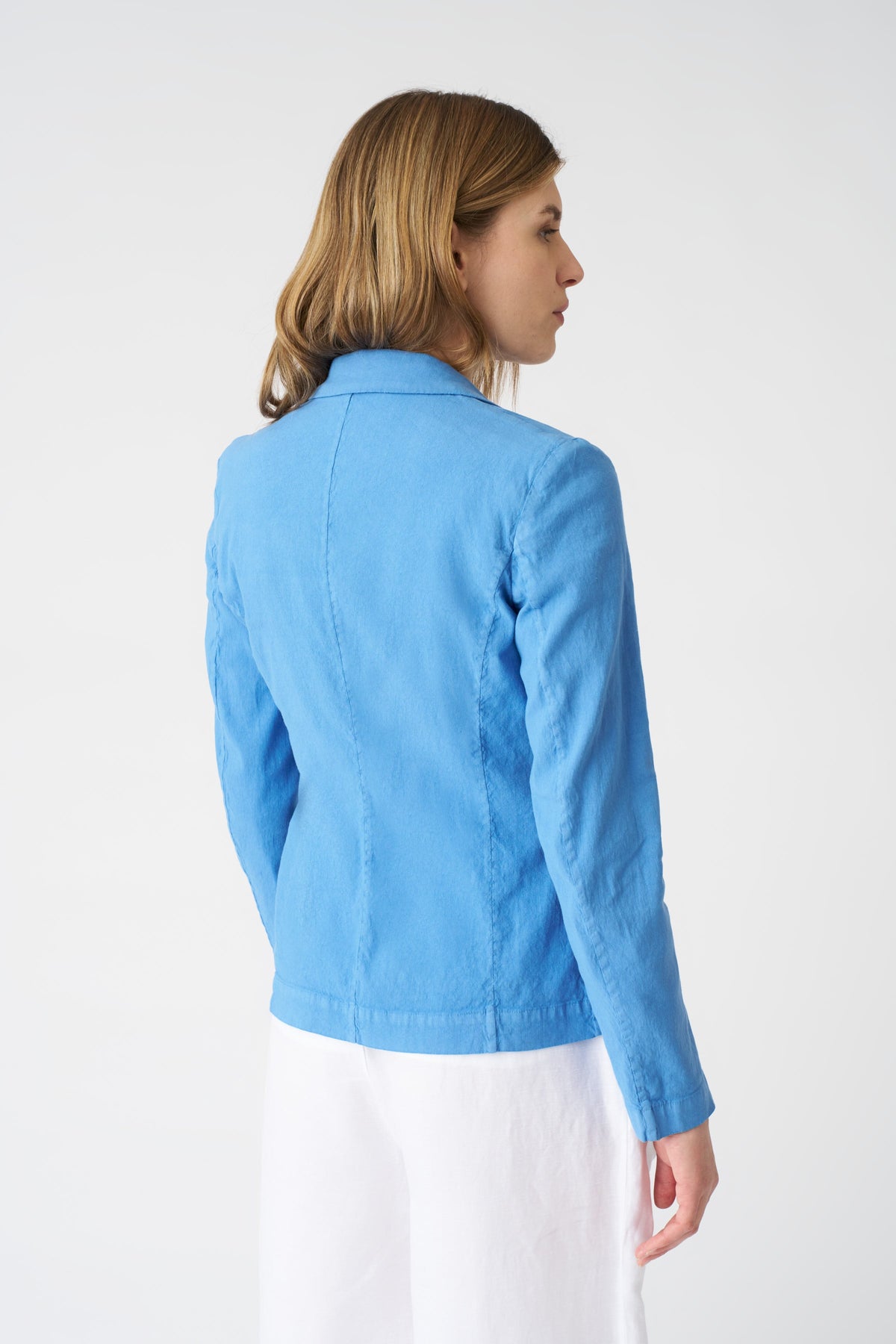 Women's Linen Fitted Blazer – Indigo, view 4