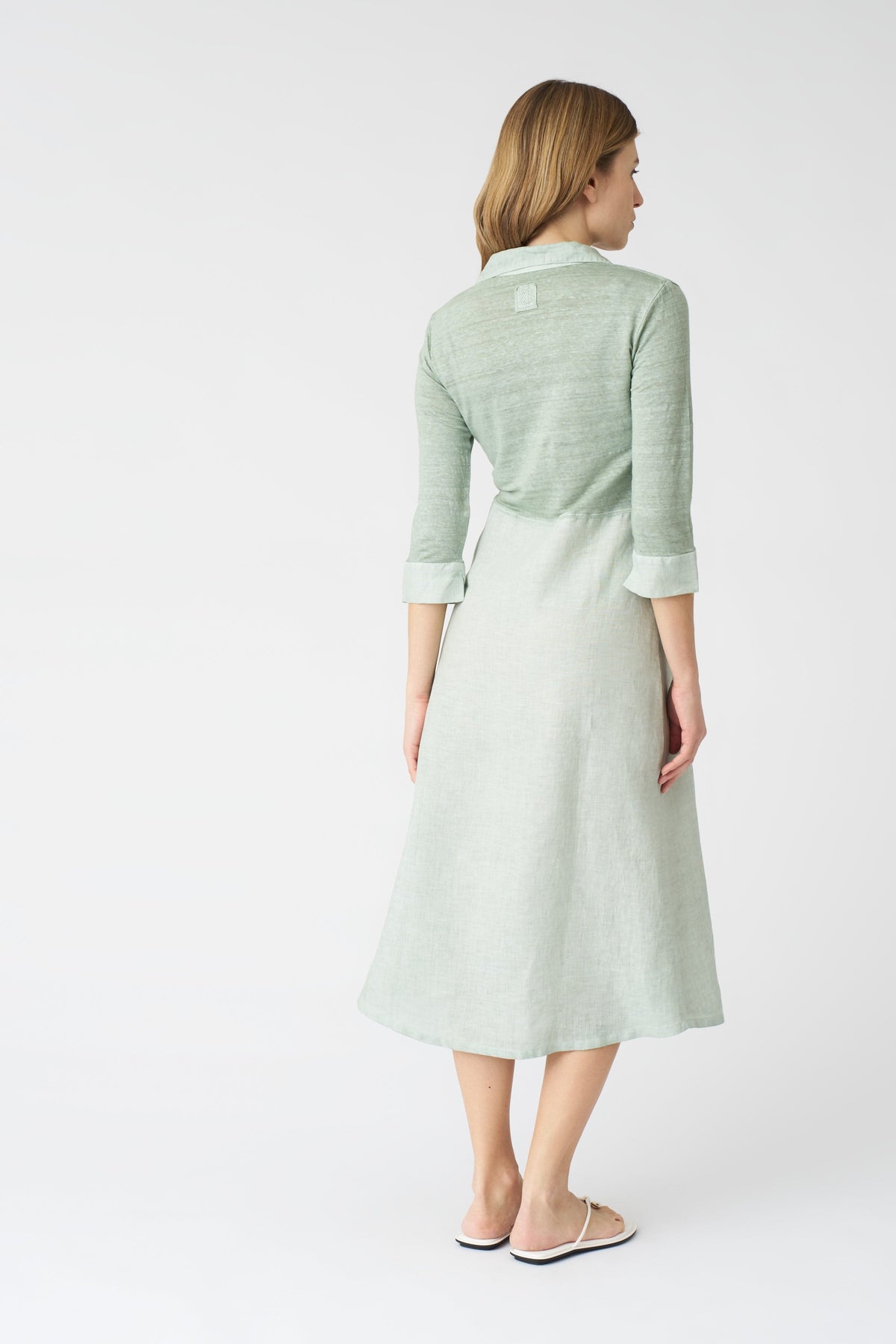 Women's 'Kat' Linen Shirt Dress – Pistache Soft Fade, view 4