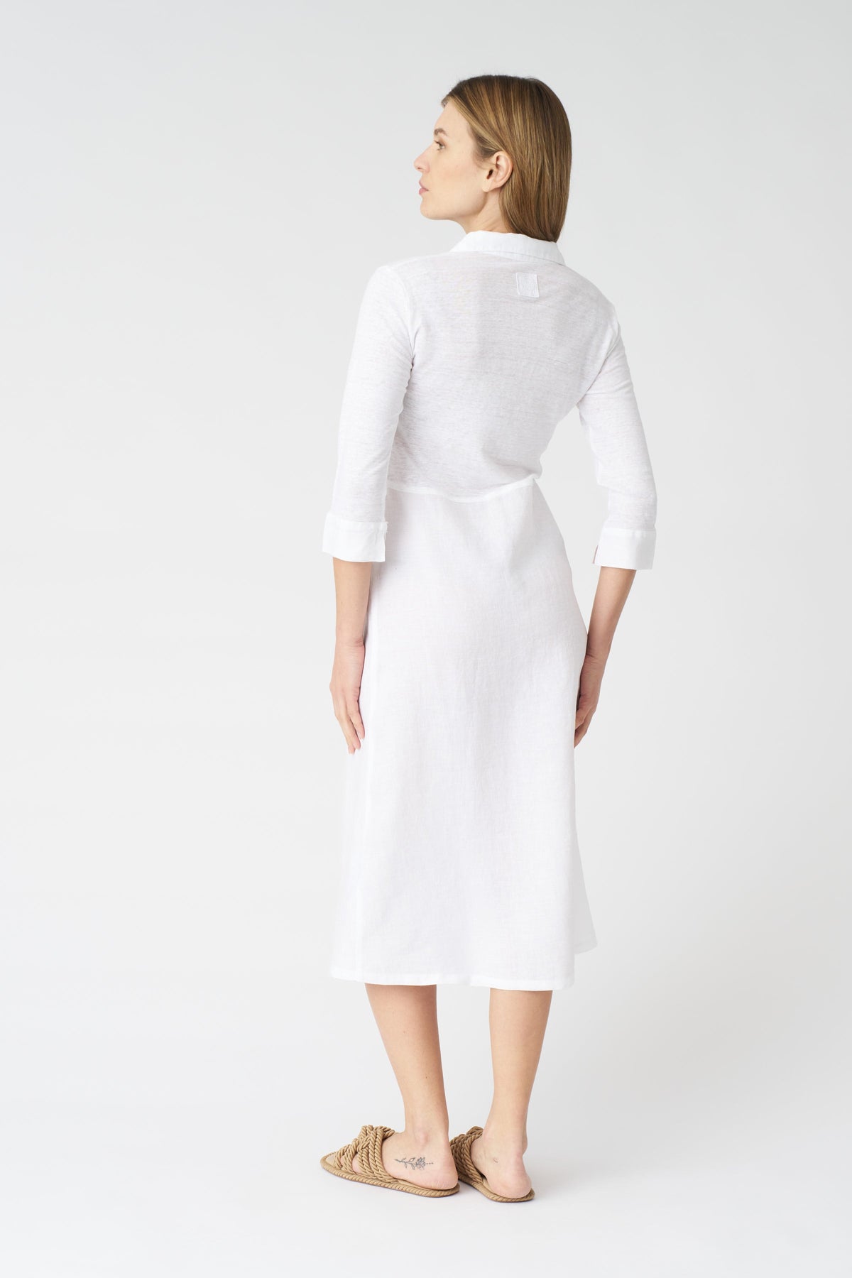 Women's 'Kat' Linen Shirt Dress – White, view 4