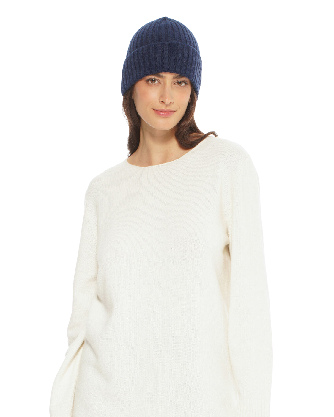 Monticelli Pure Cashmere Ribbed Hat Blue Made In Italy