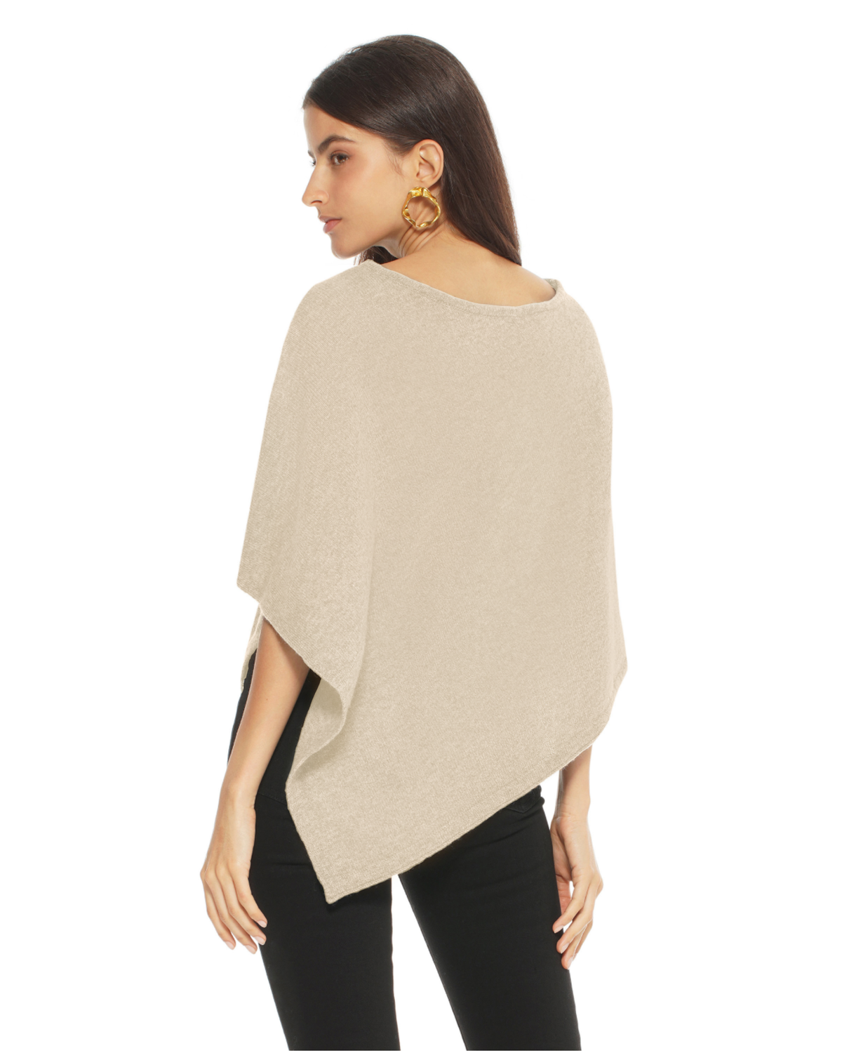 Women's Pure Cashmere Capelet Poncho Beige