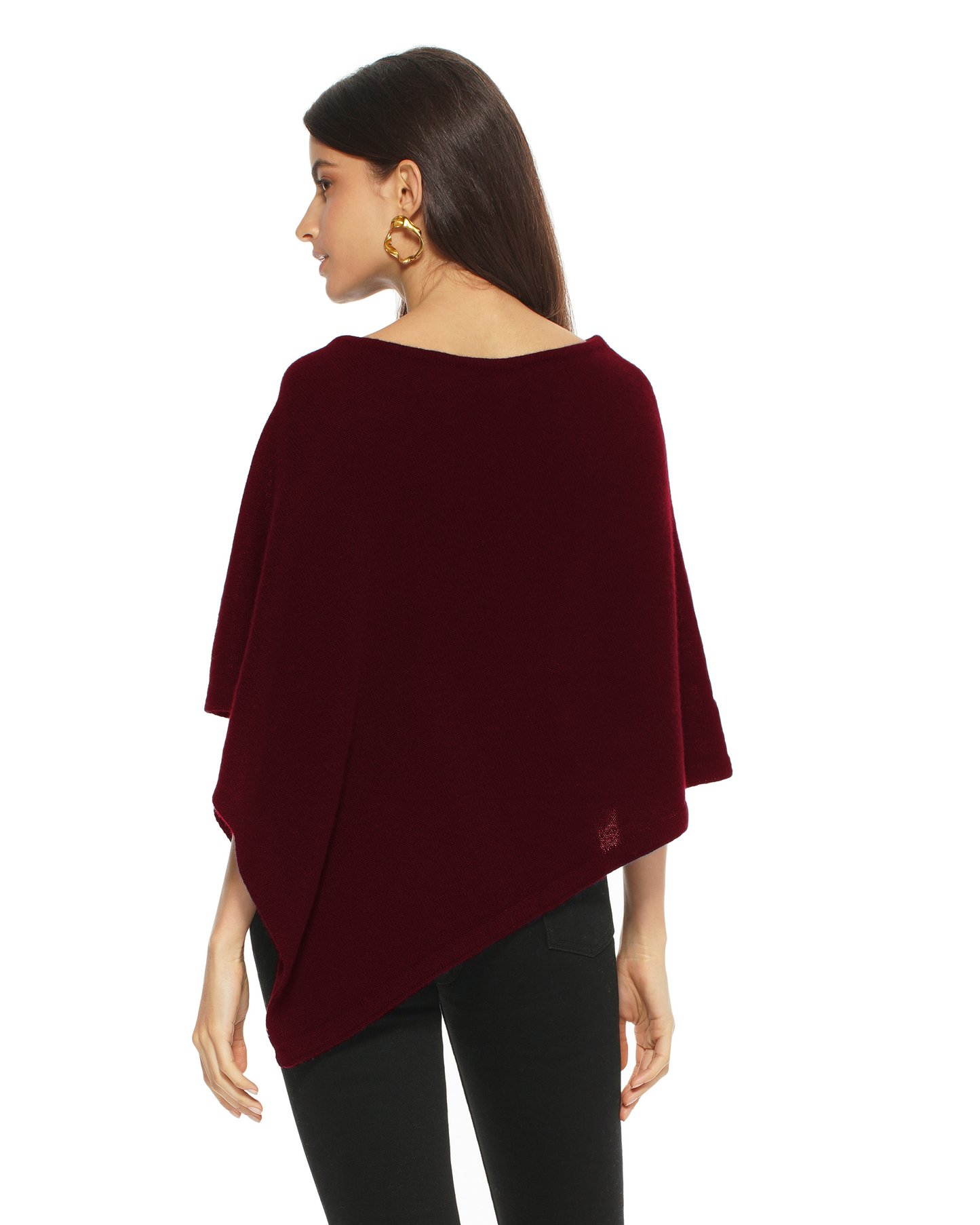 Women's Pure Cashmere Capelet Poncho Bordeaux