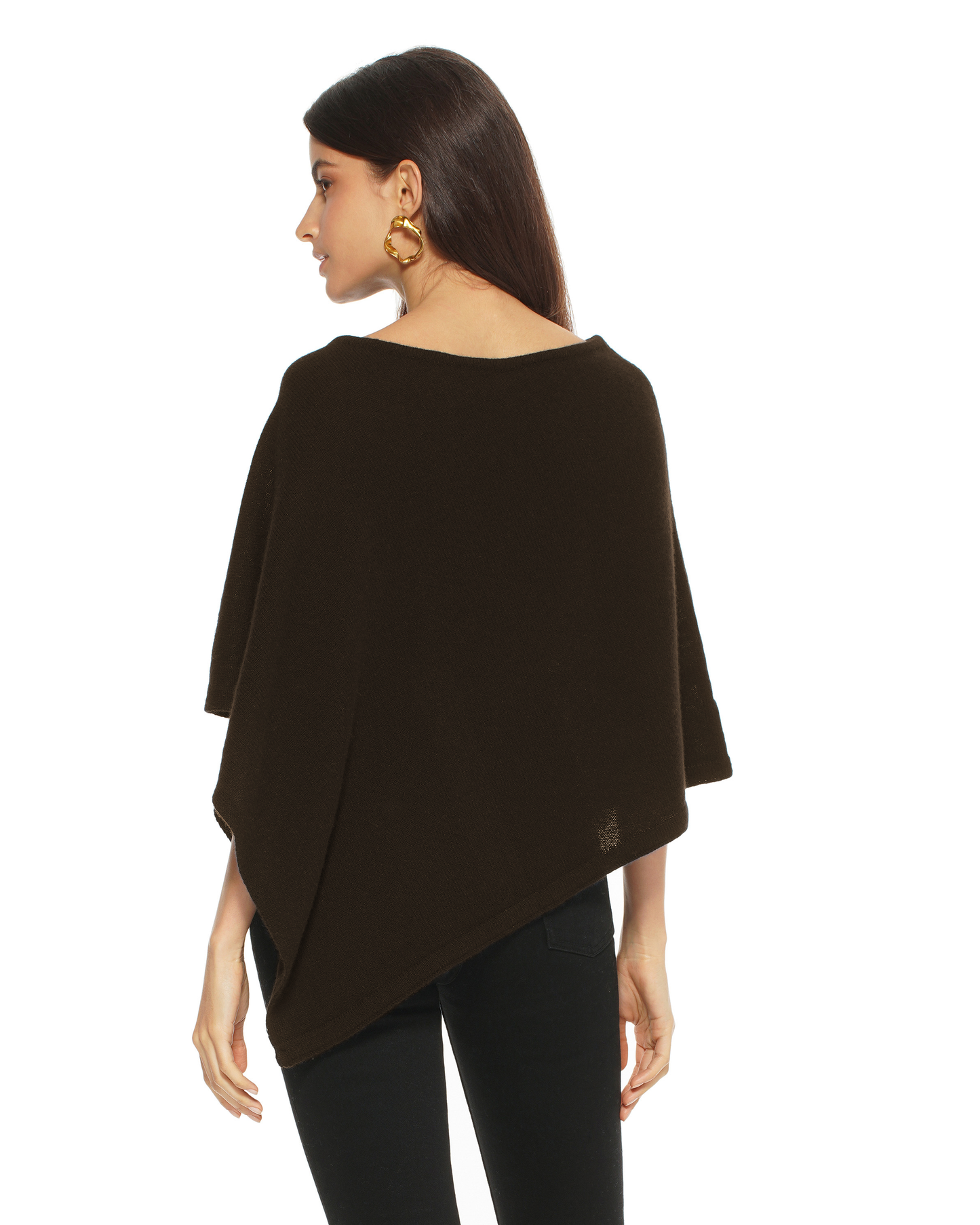 Women's Pure Cashmere Capelet Poncho Coffee