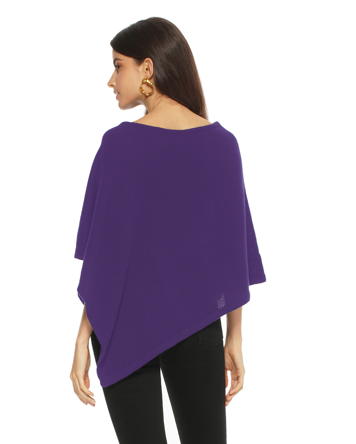 Women's Pure Cashmere Capelet Poncho Iris Purple