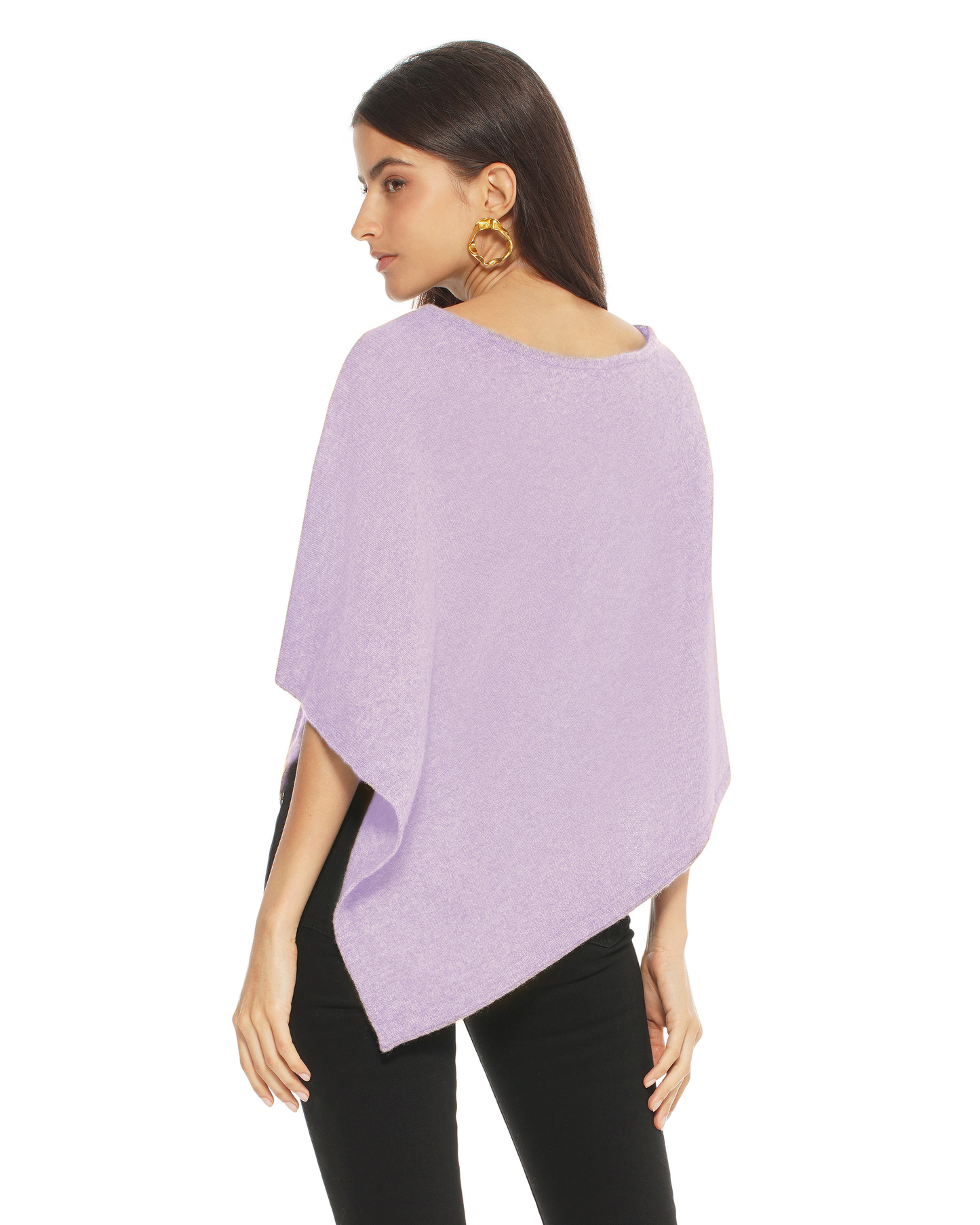 Women's Pure Cashmere Capelet Poncho Lilac