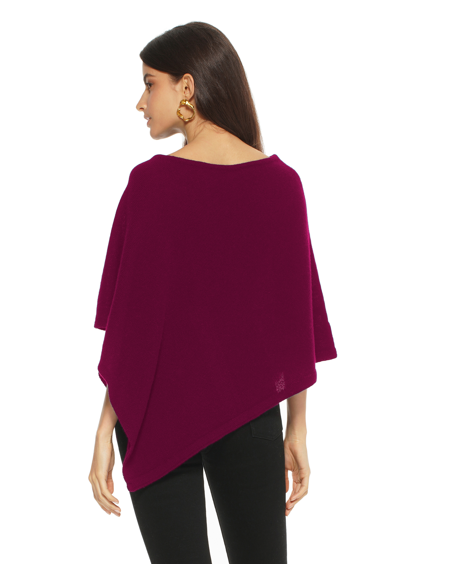 Women's Pure Cashmere Capelet Poncho Magenta