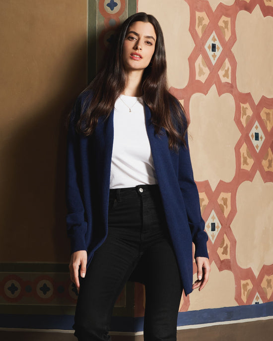 Pure cashmere open front cardigan made in Italy