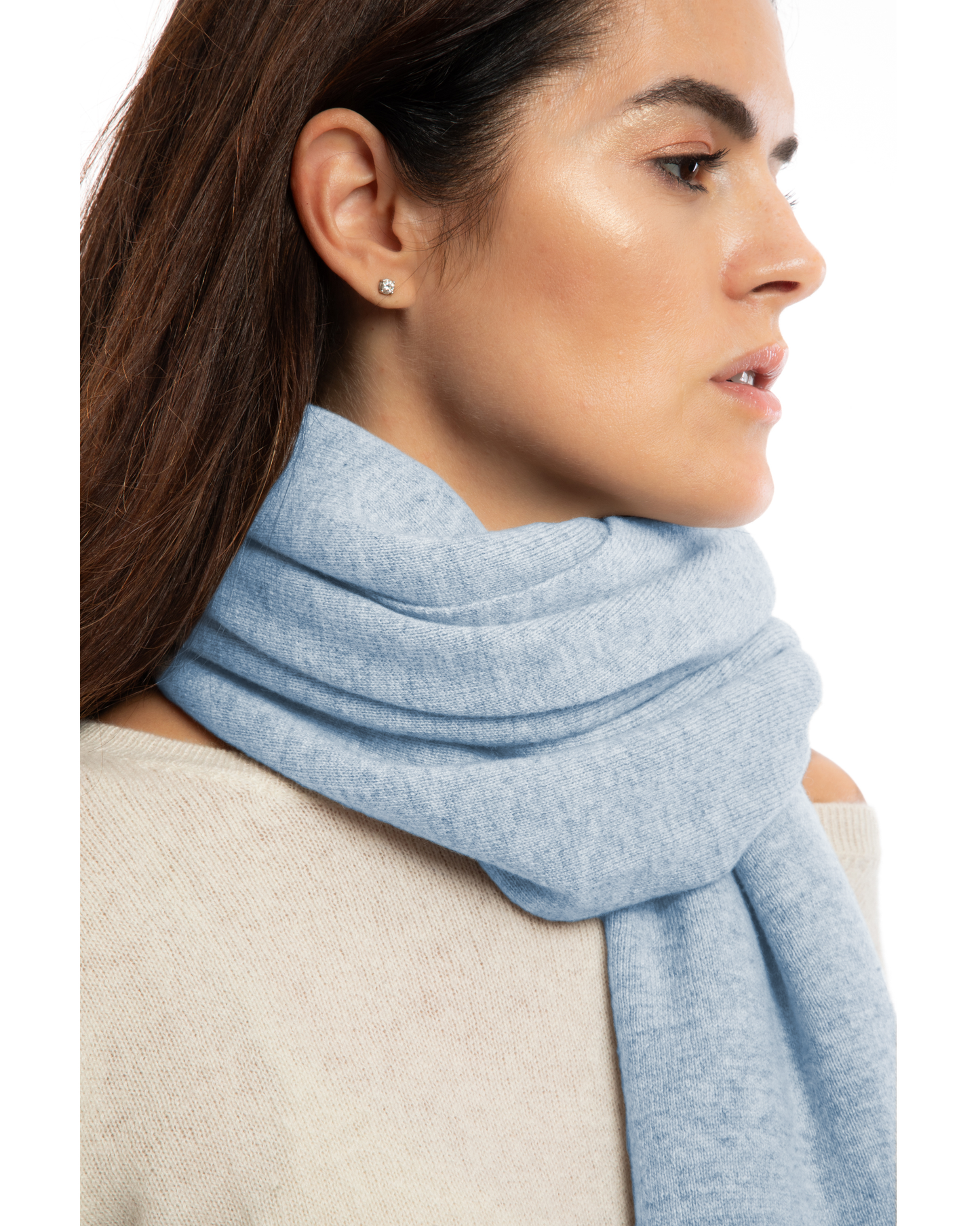 Women's Double Knit Pure Cashmere Cape Baby Blue