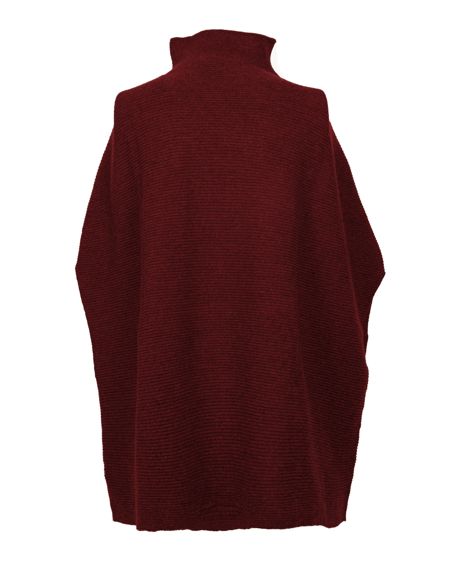 Women's Pure Cashmere Funnel Neck Poncho Bordeaux