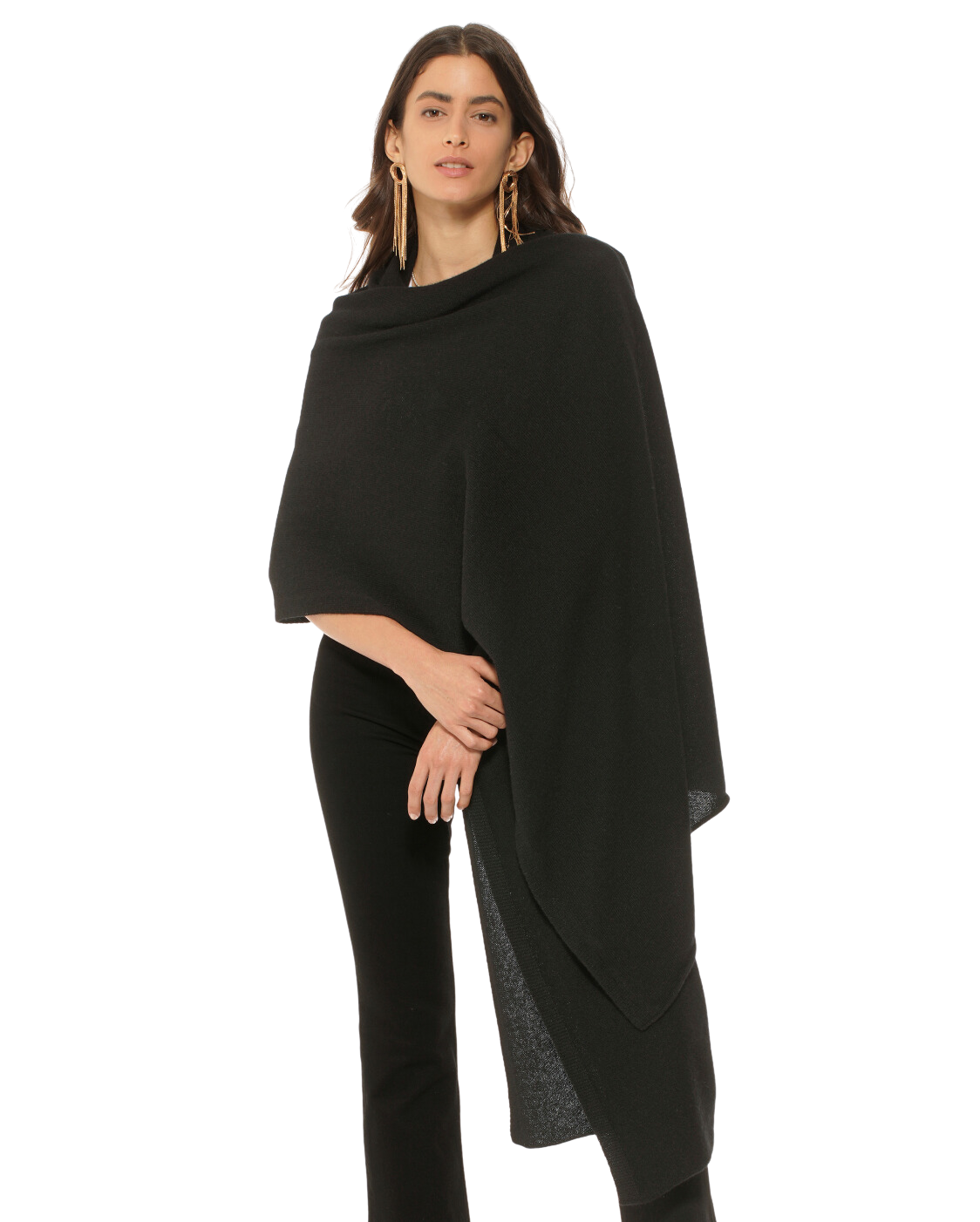 Black cashmere cape wrap shawl discount