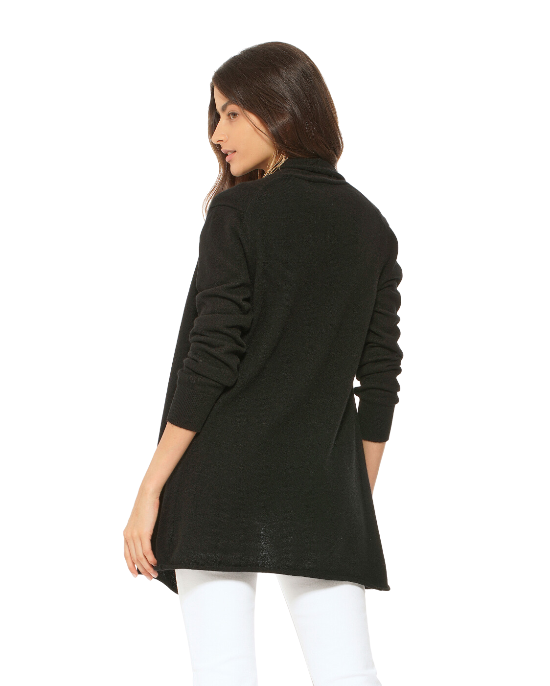 Monticelli Pure Cashmere Open Front Cardigan Black Made In Italy 3