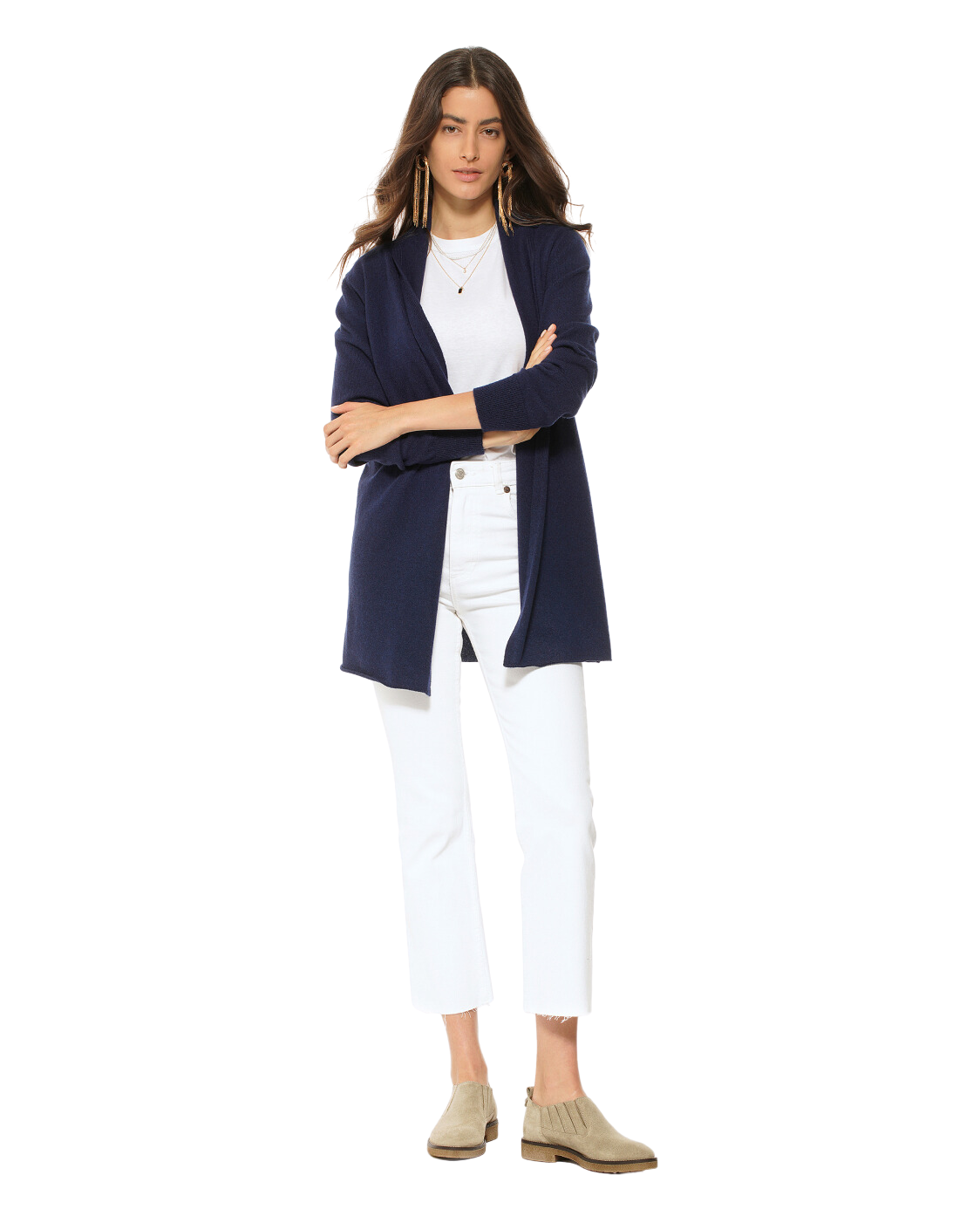 Monticelli Pure Cashmere Open Front Cardigan Blue 2 Made In Italy