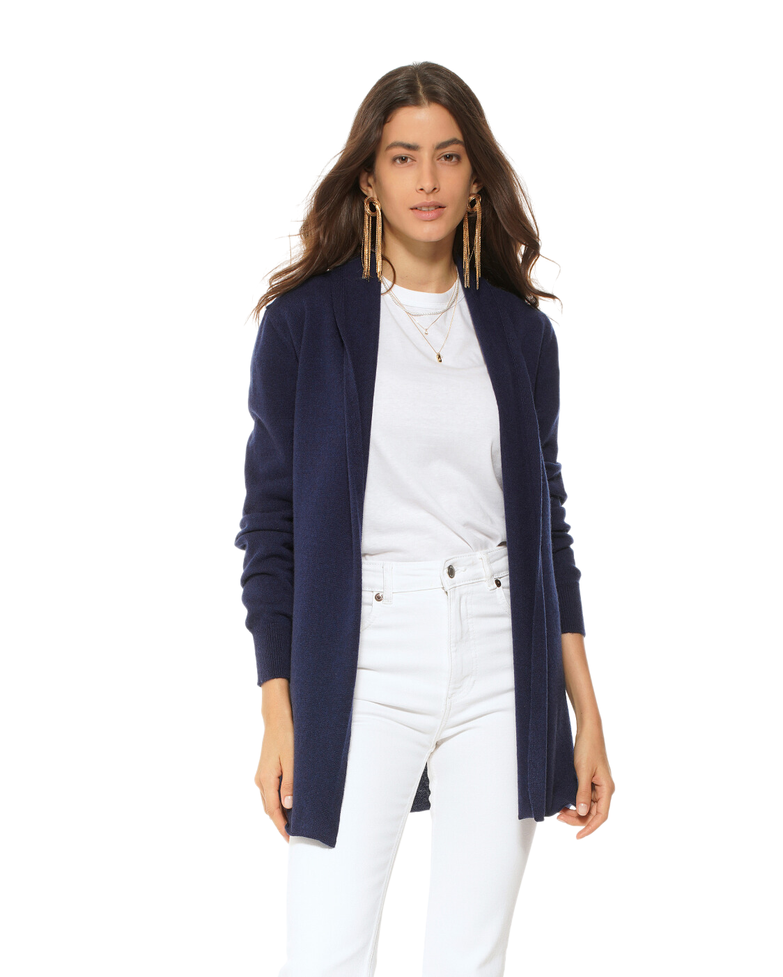 Monticelli Pure Cashmere Open Front Cardigan Blue 5 Made In Italy