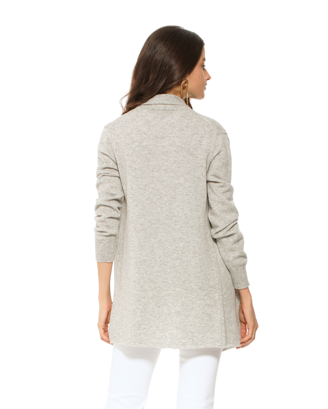Monticelli Pure Cashmere Open Front Cardigan Light Grey 3 Made In Italy